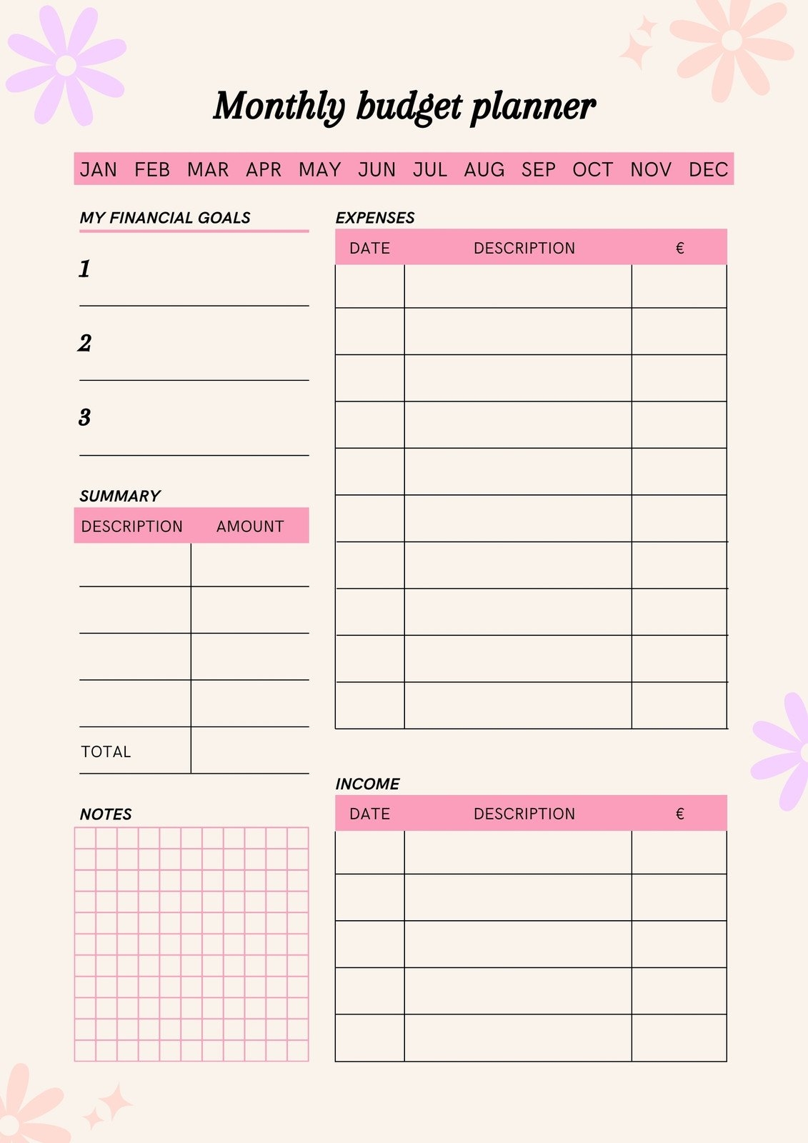 Cute Bi Weekly Budget Template