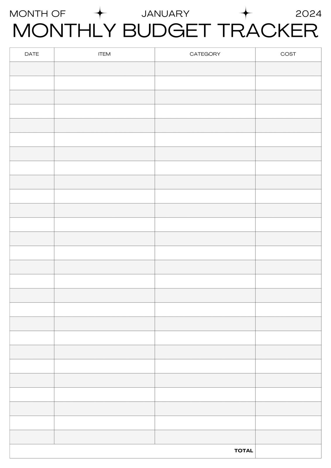 Monthly Budget Template Blank