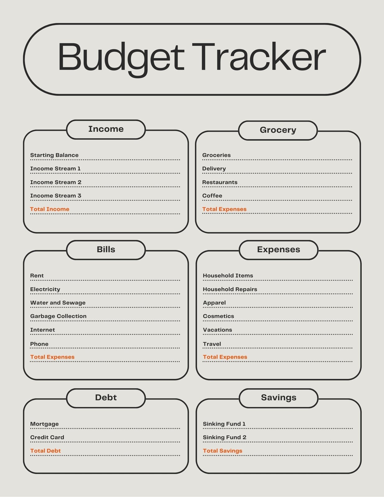 Monthly Budget Template For Young Adults