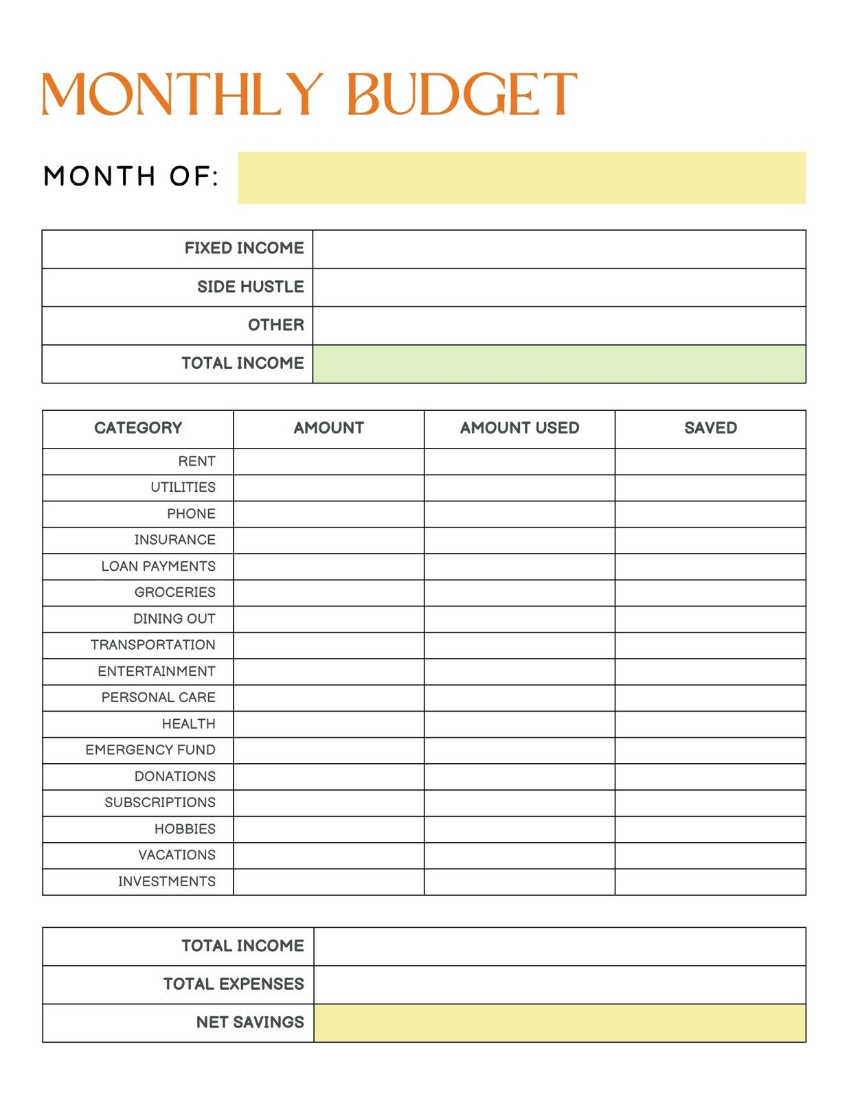 Free And Customizable Budget Templates