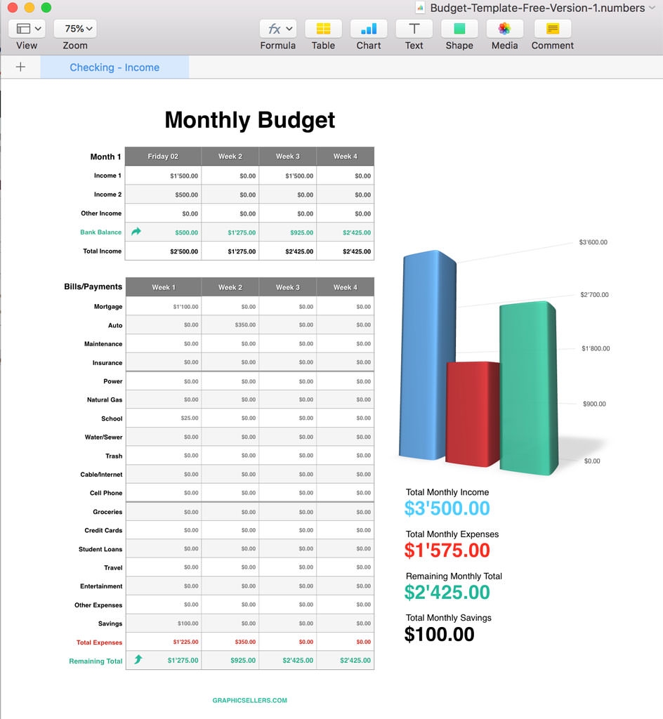 Free Apple Numbers Budget Template