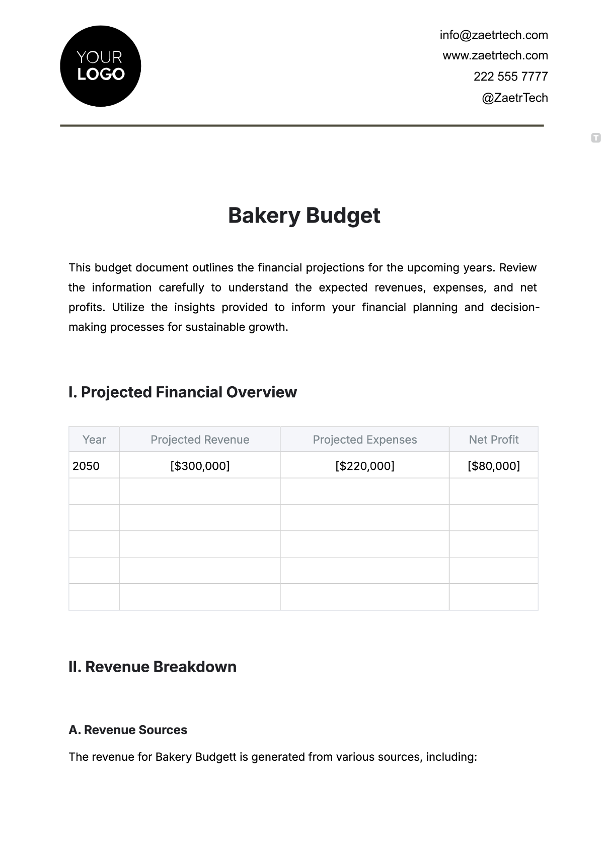 Free Bakery Budget Template To Edit Online Free Bakery Budget Template To Edit Online