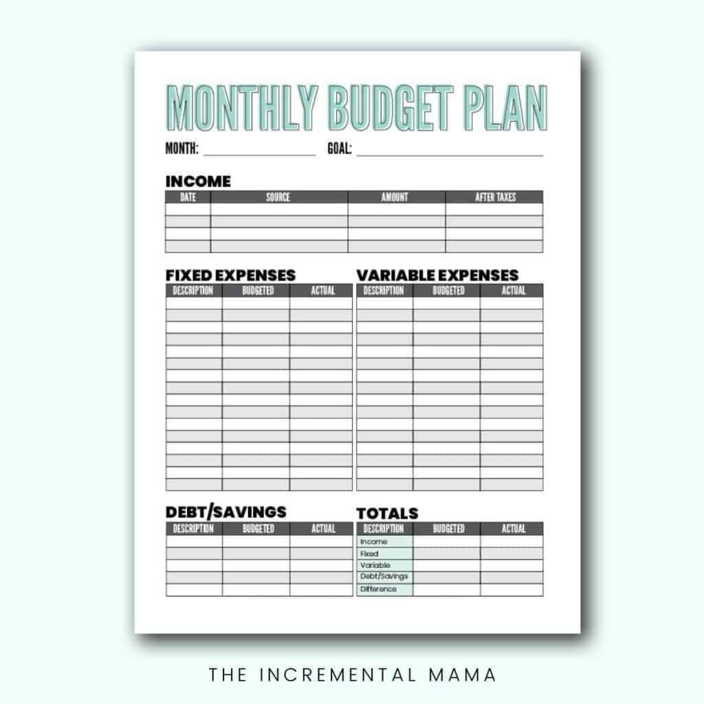 Free Printable Monthly Household Budget Template