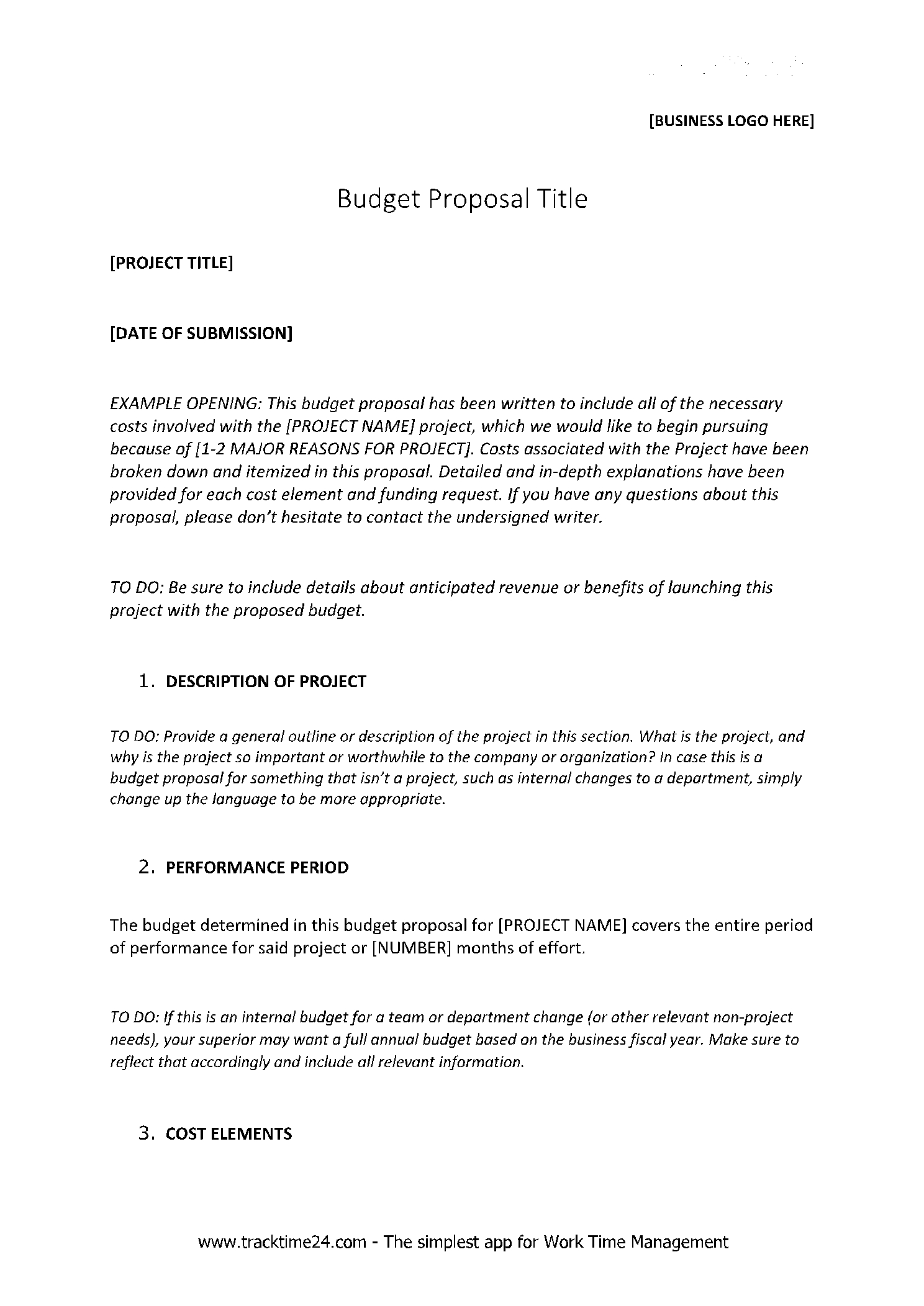 Budget Justification Template
