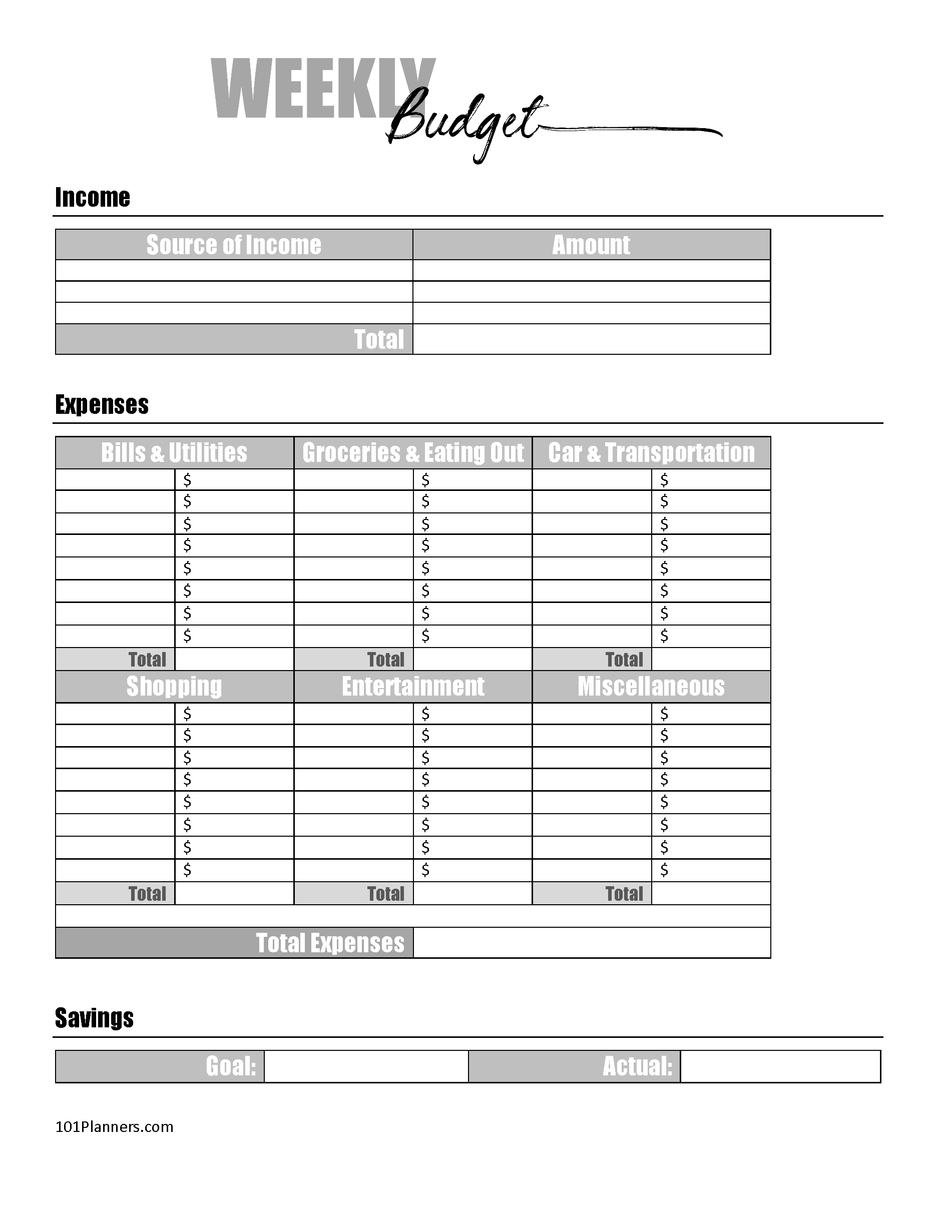 Free Budget Calculator Template
