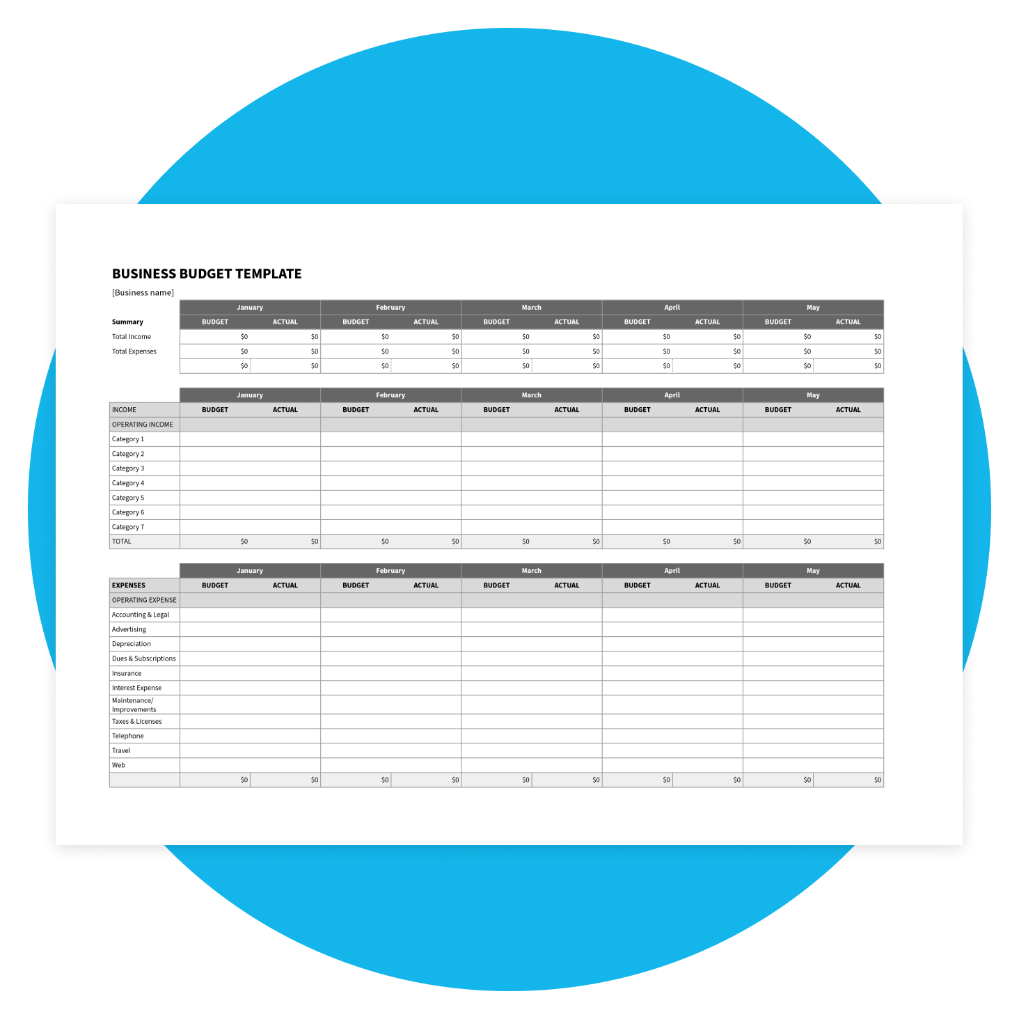 Xero Budget Template