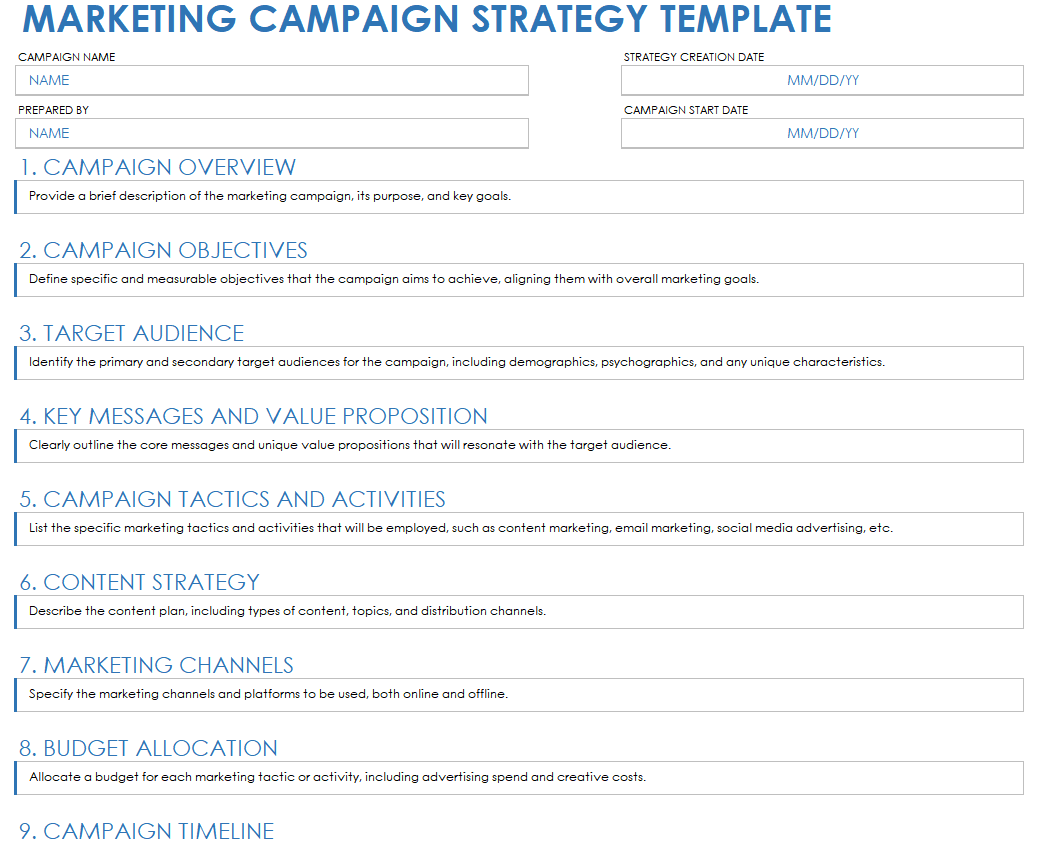 Free Campaign Strategy Templates