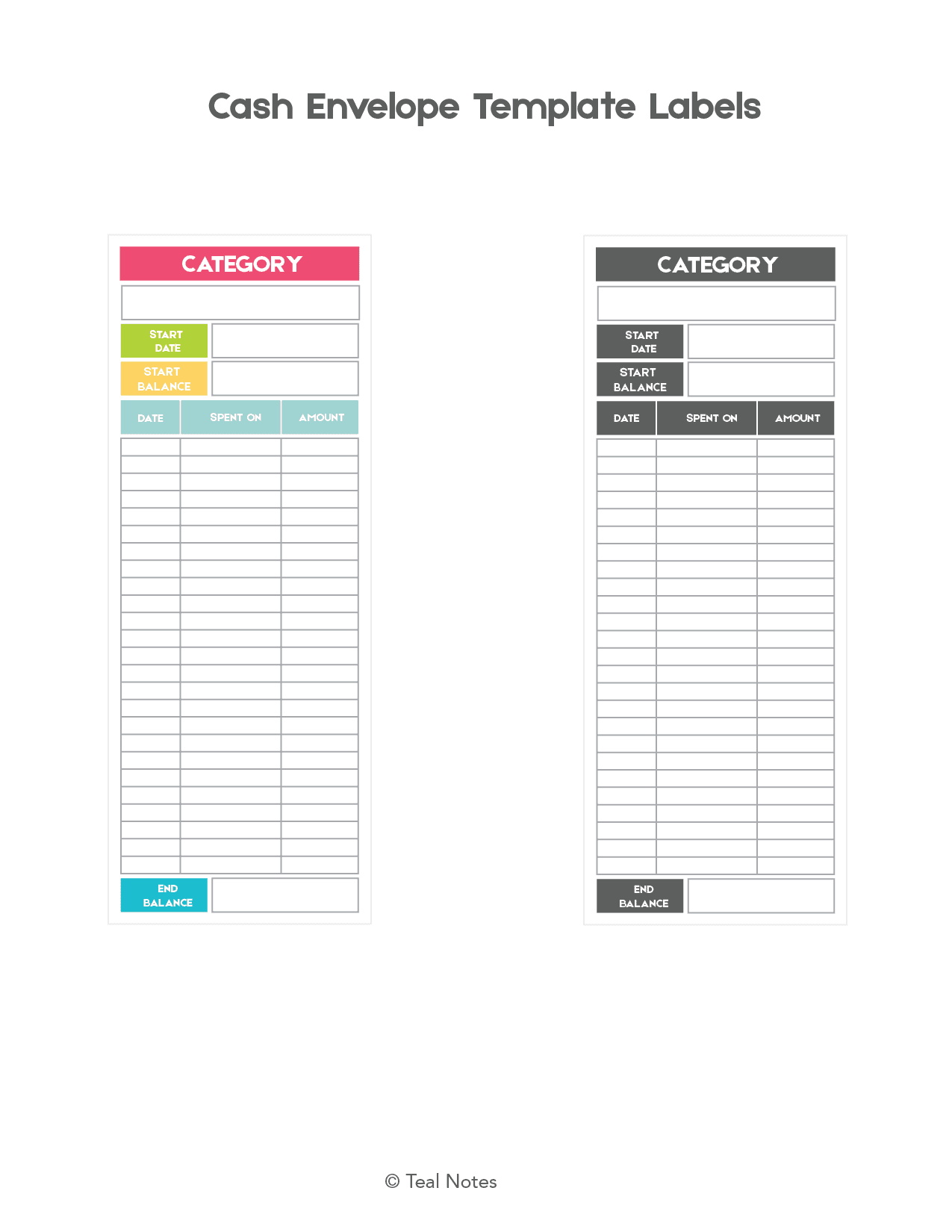 Envelope Budgeting Template
