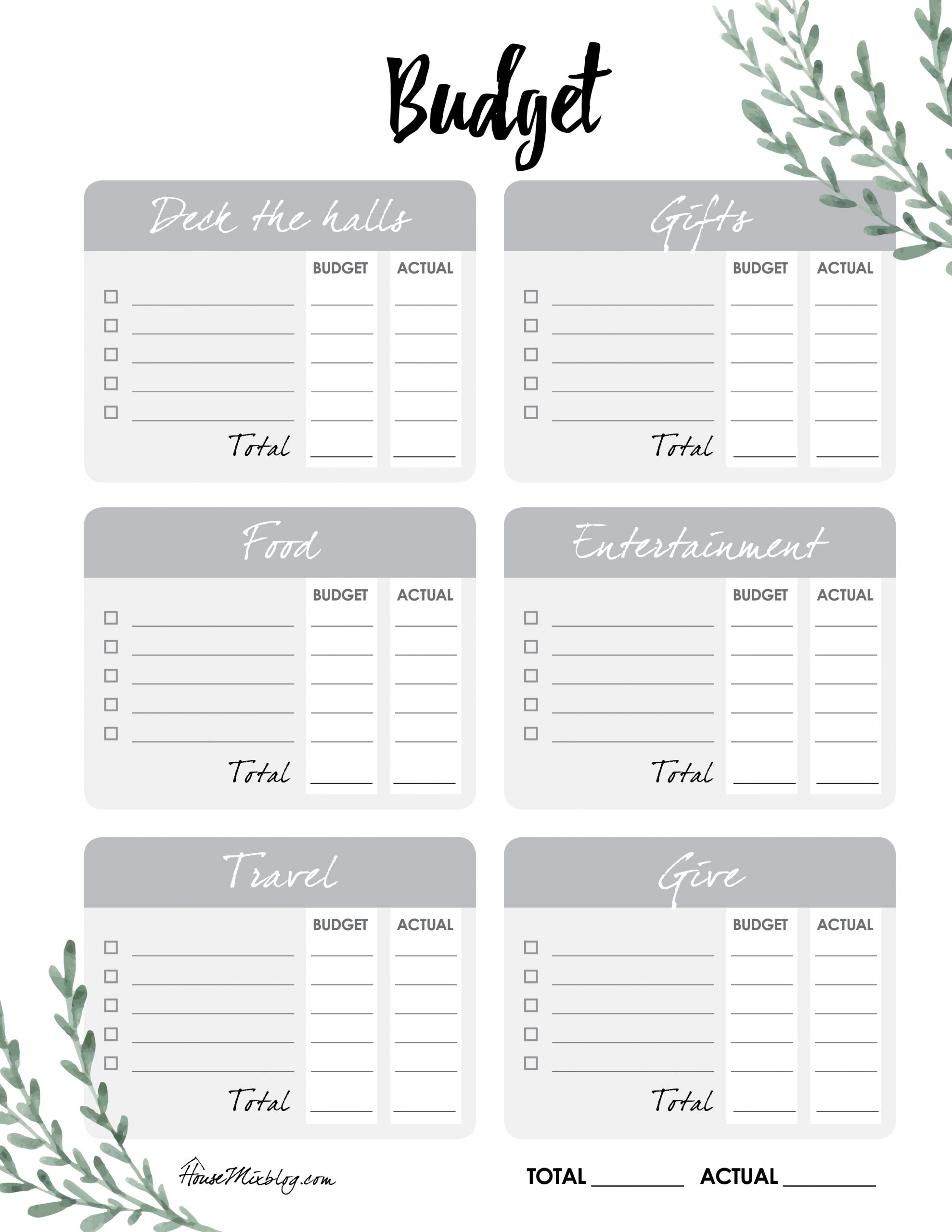Free Christmas Checklist Budget Printables House Mix