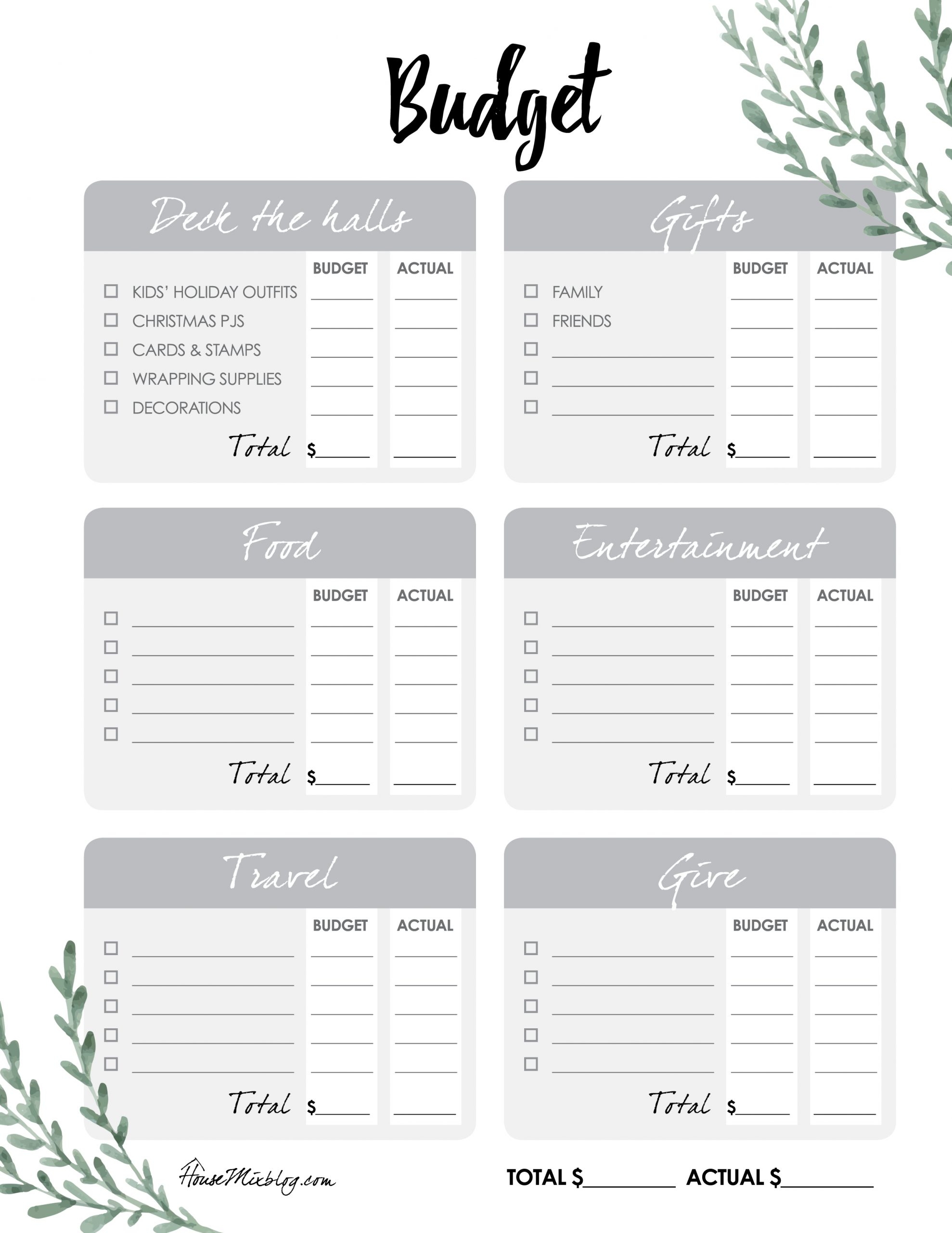 Free Christmas Budget Template