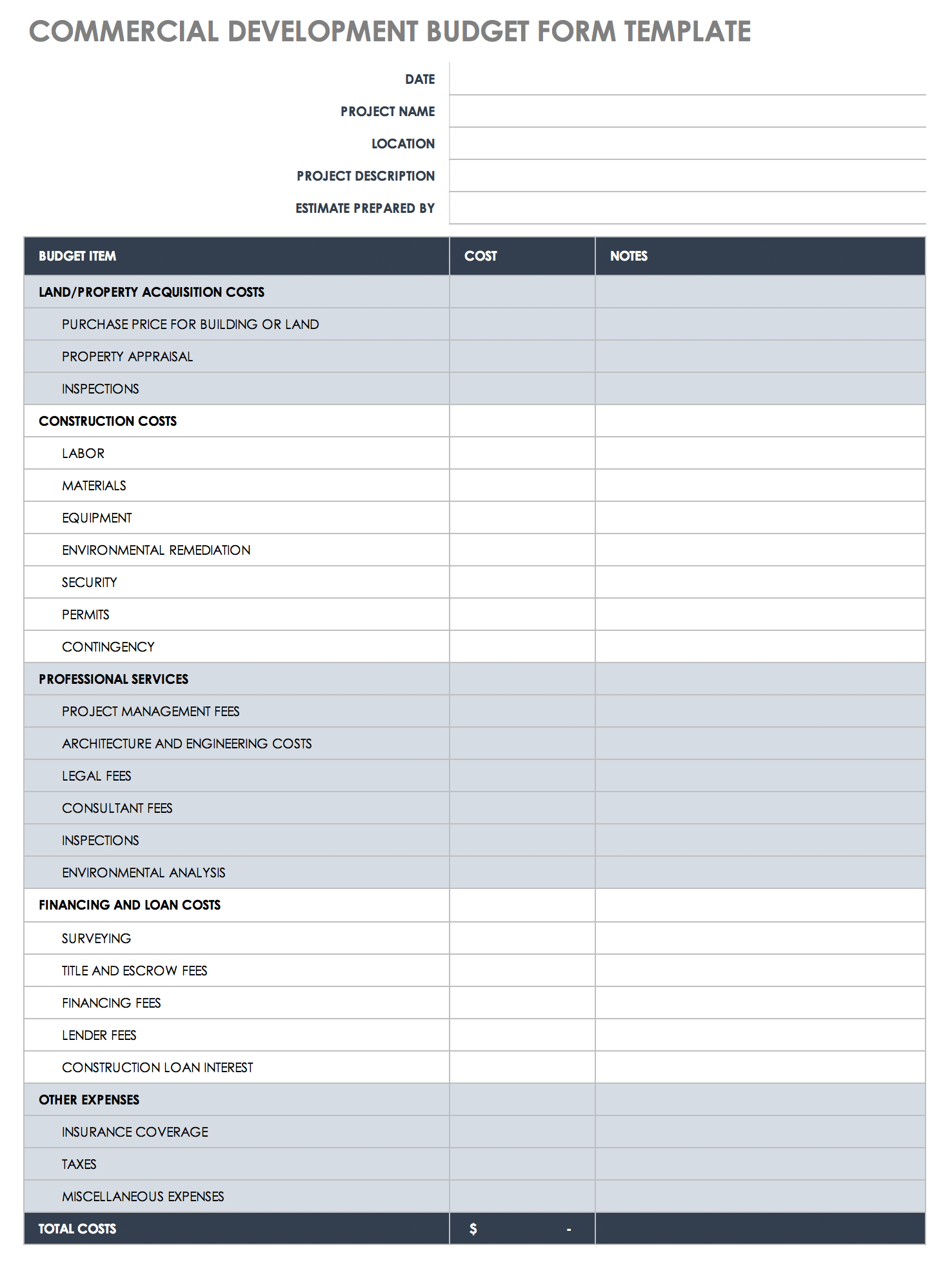 Free Construction Budget Template Pdf