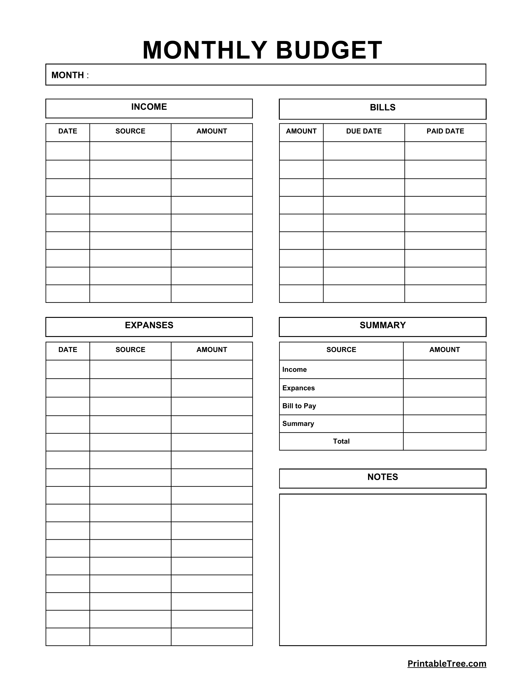 Monthly Budget Template Free Pdf