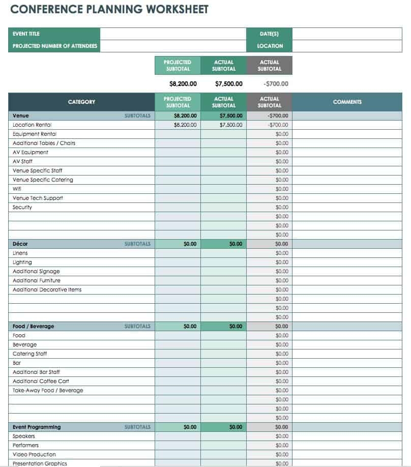 Events Budget Template
