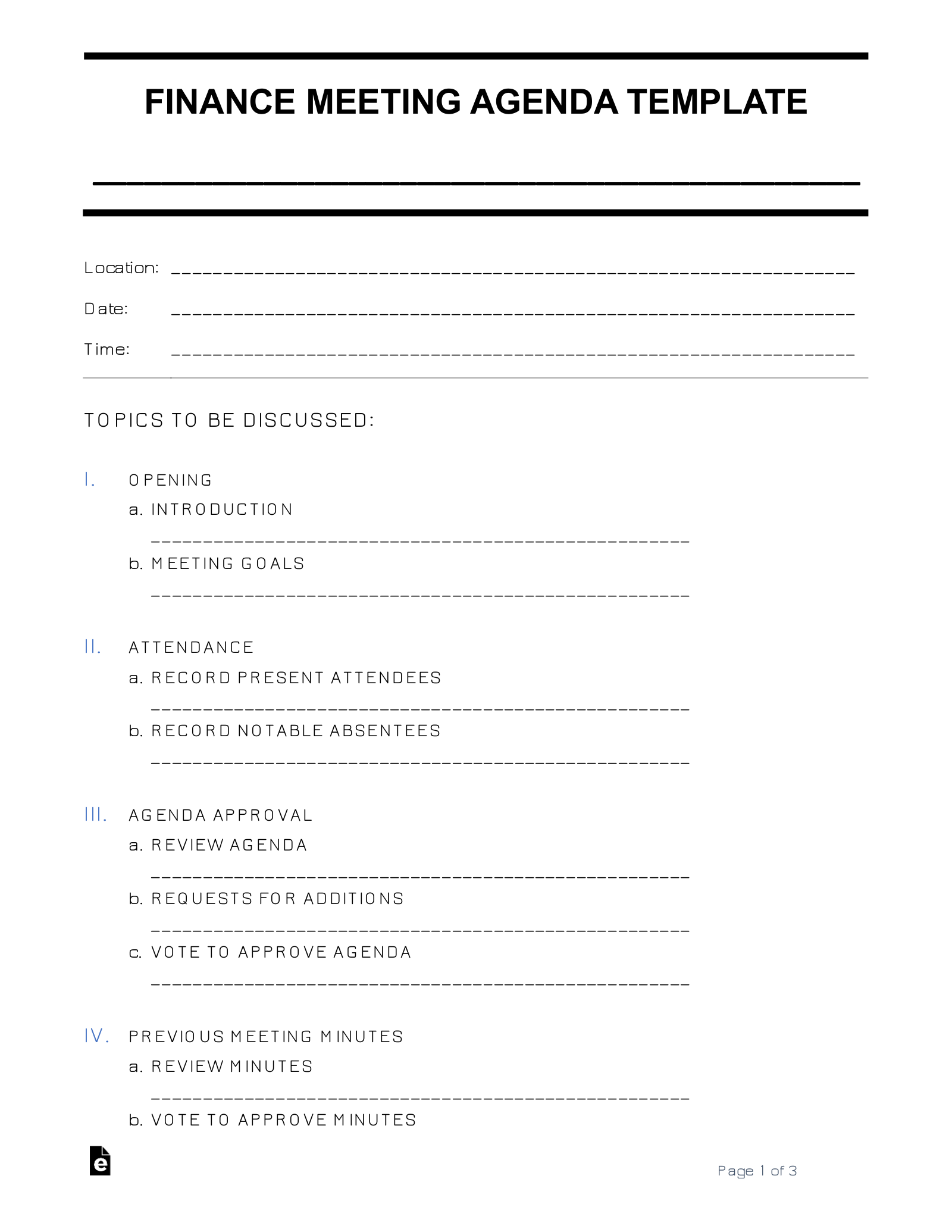 Budget Meeting Agenda Template