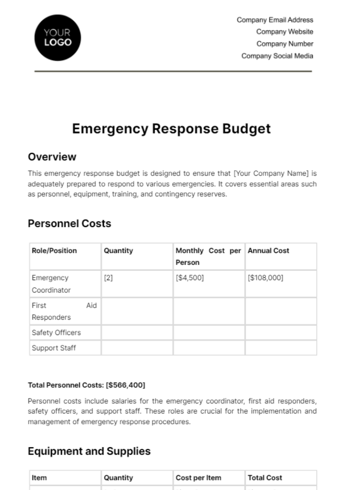 Free Fire Department Budget Justification Template To Edit Online