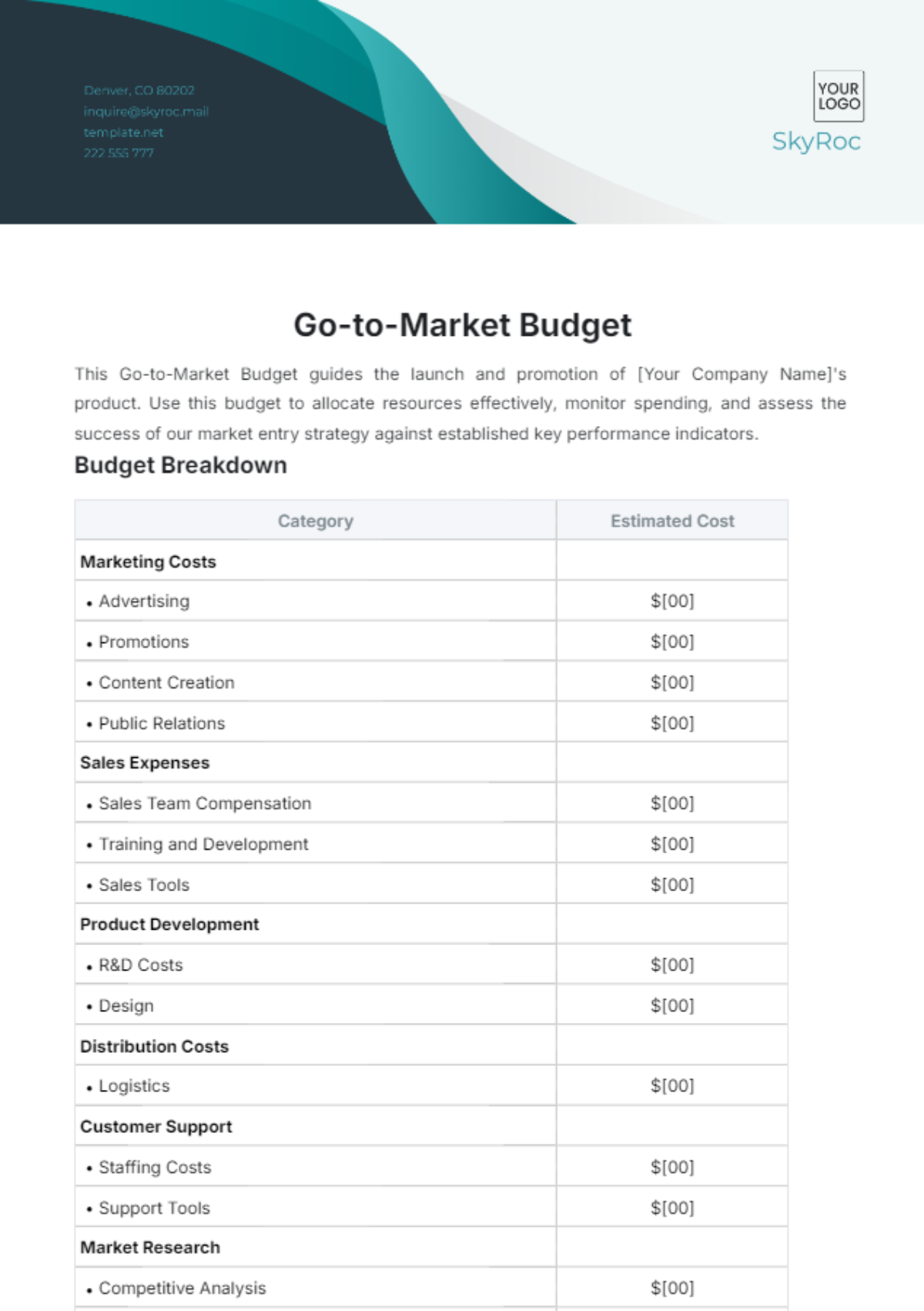 Influencer Budget Template