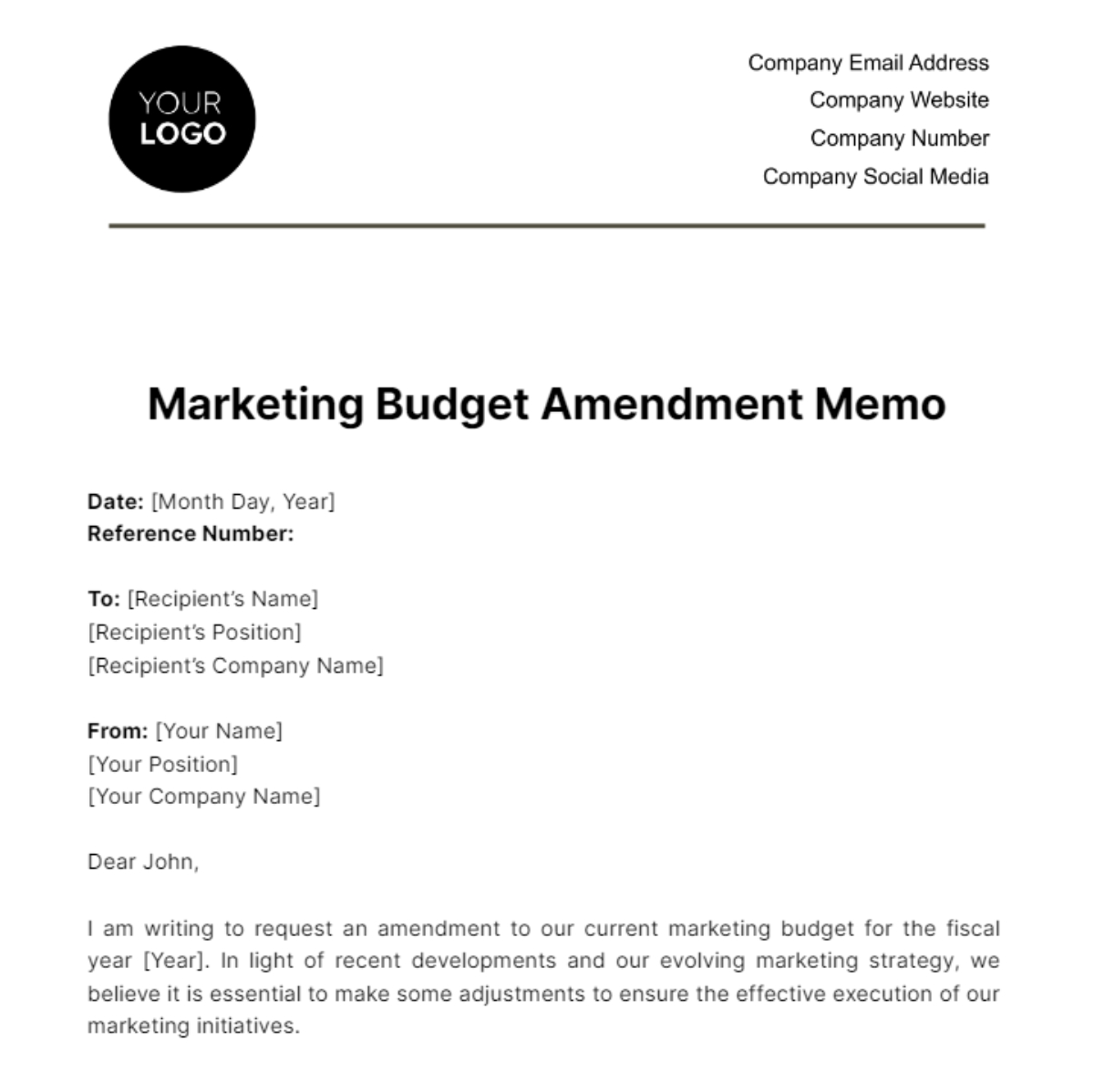 Budget Amendment Template