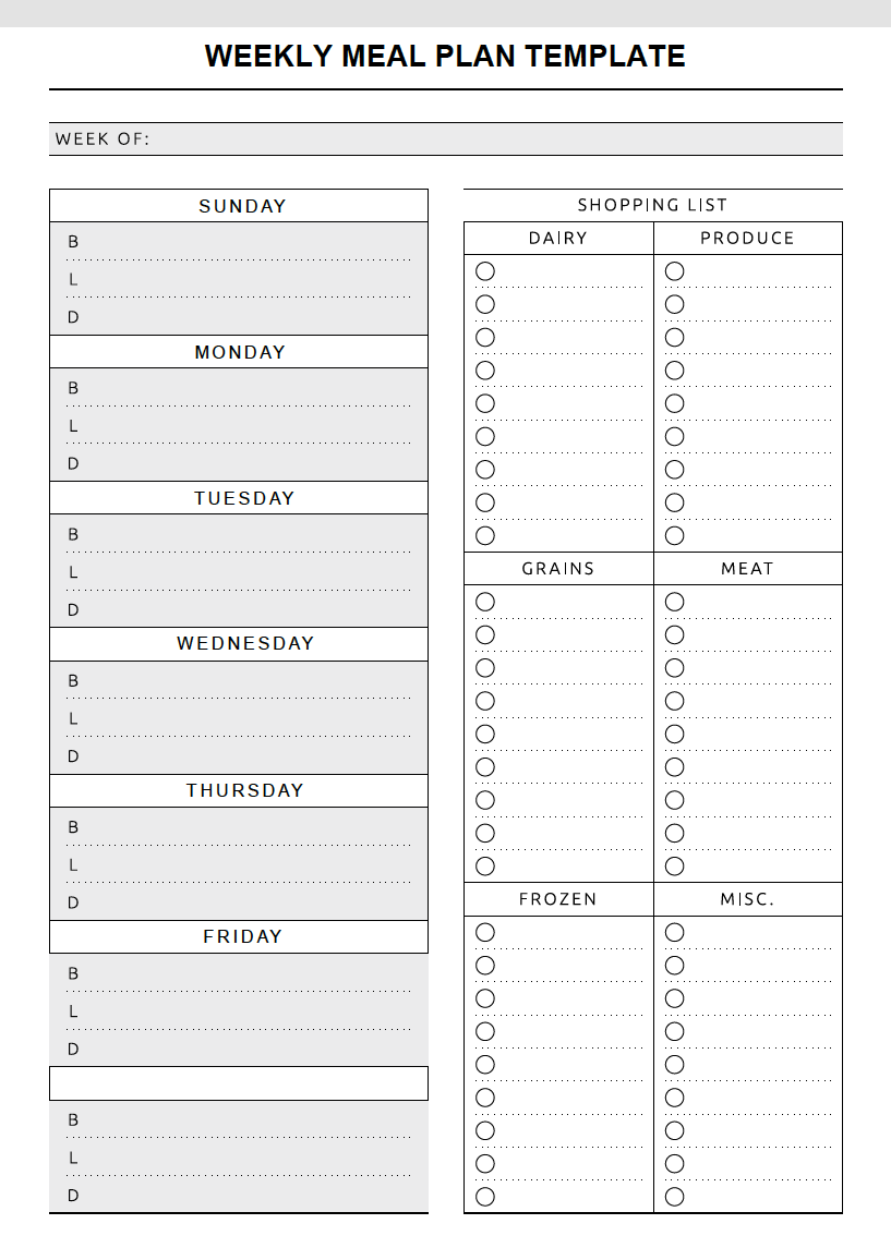 Free Meal Planning Templates PDF WORD Free Meal Planning Templates PDF WORD