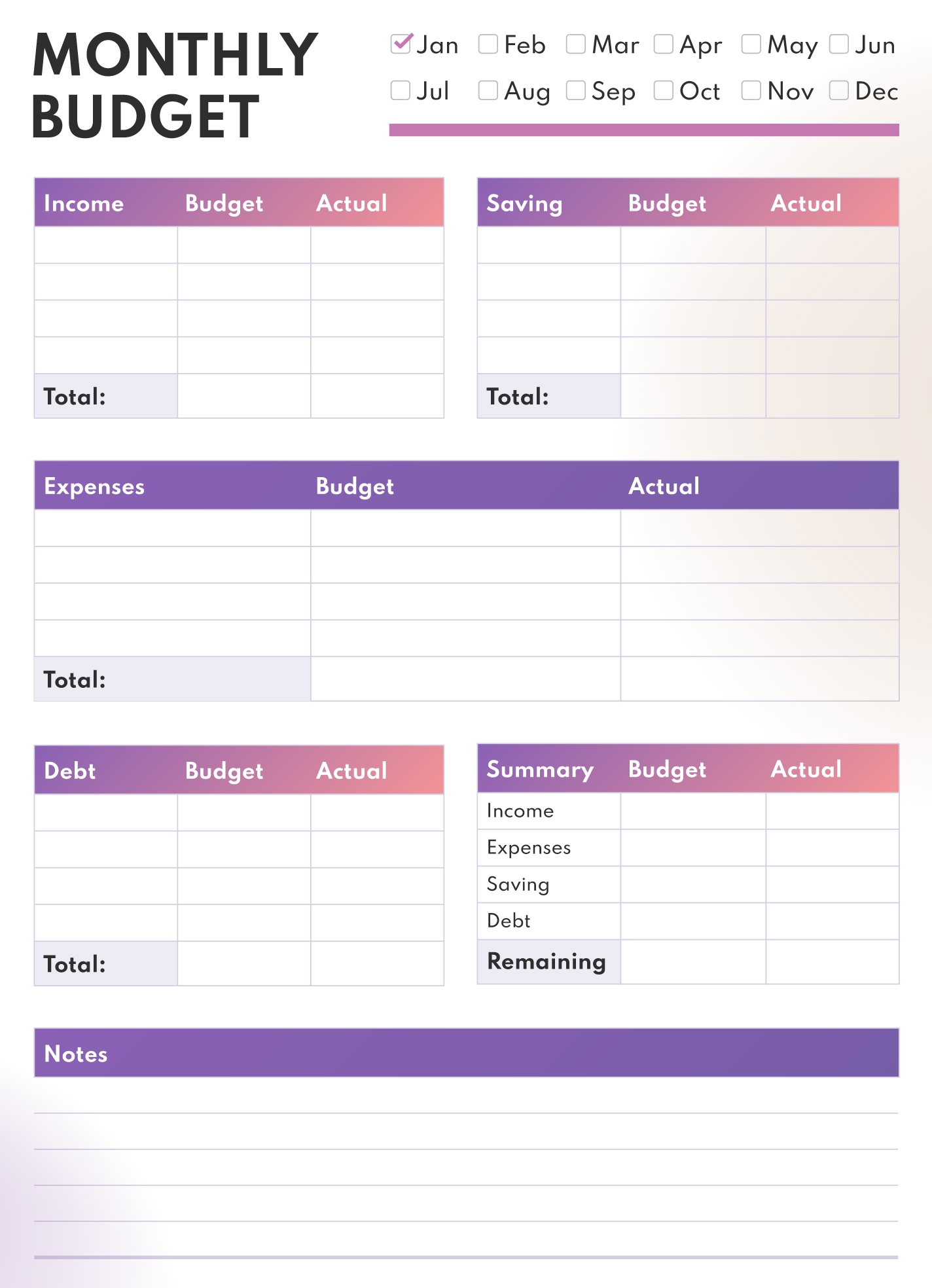 Simple Budget Template Free