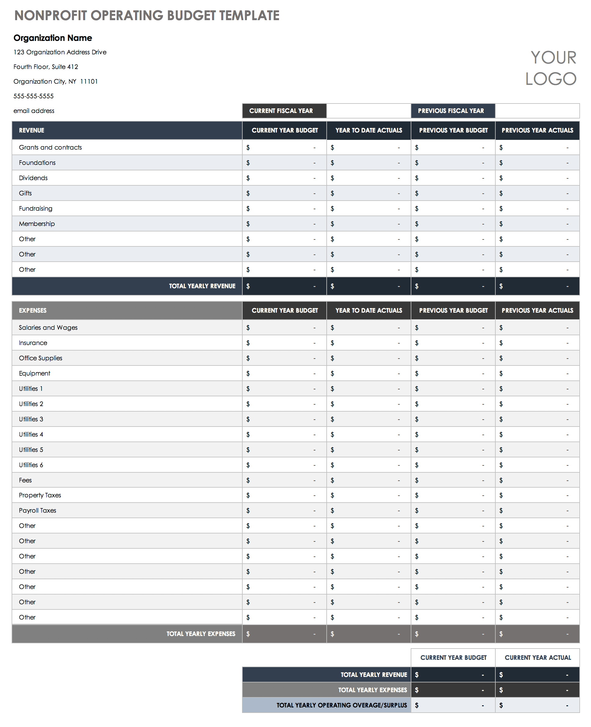 Charity Budget Template