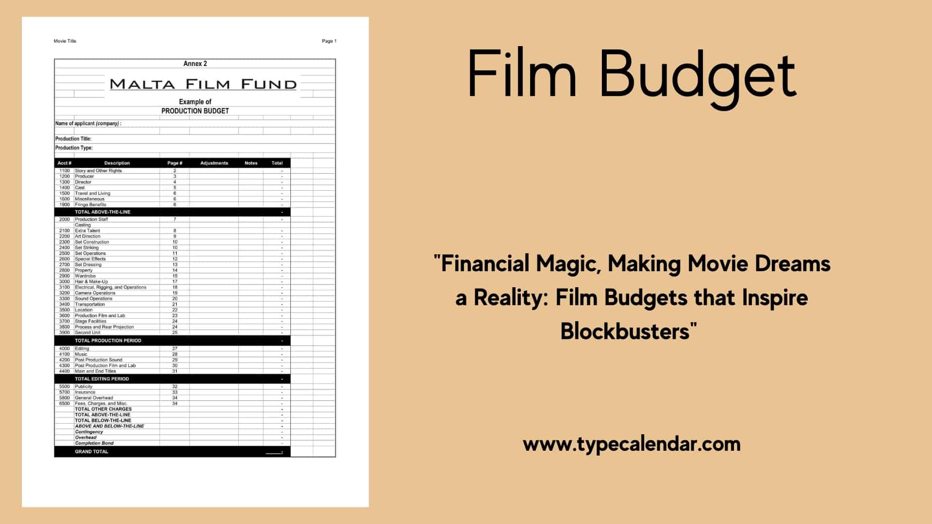 Documentary Budget Template Free