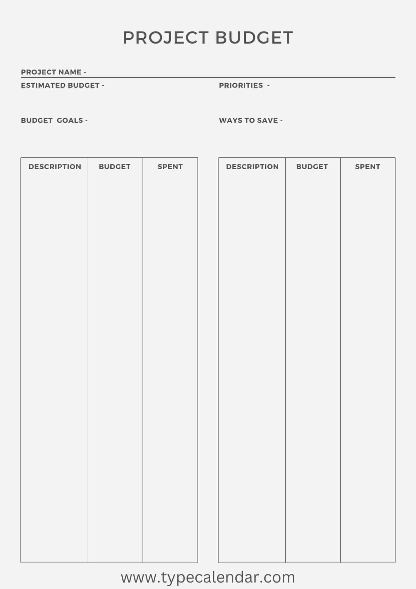 Free Printable Blank Budget Worksheet