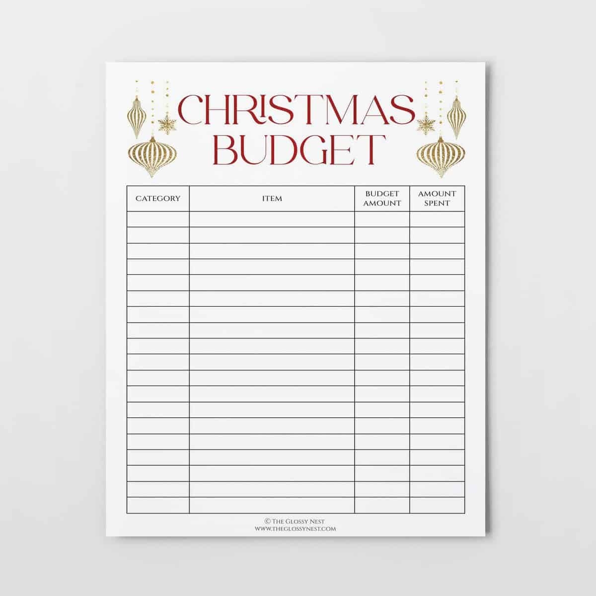 Free Printable Christmas Budget Template