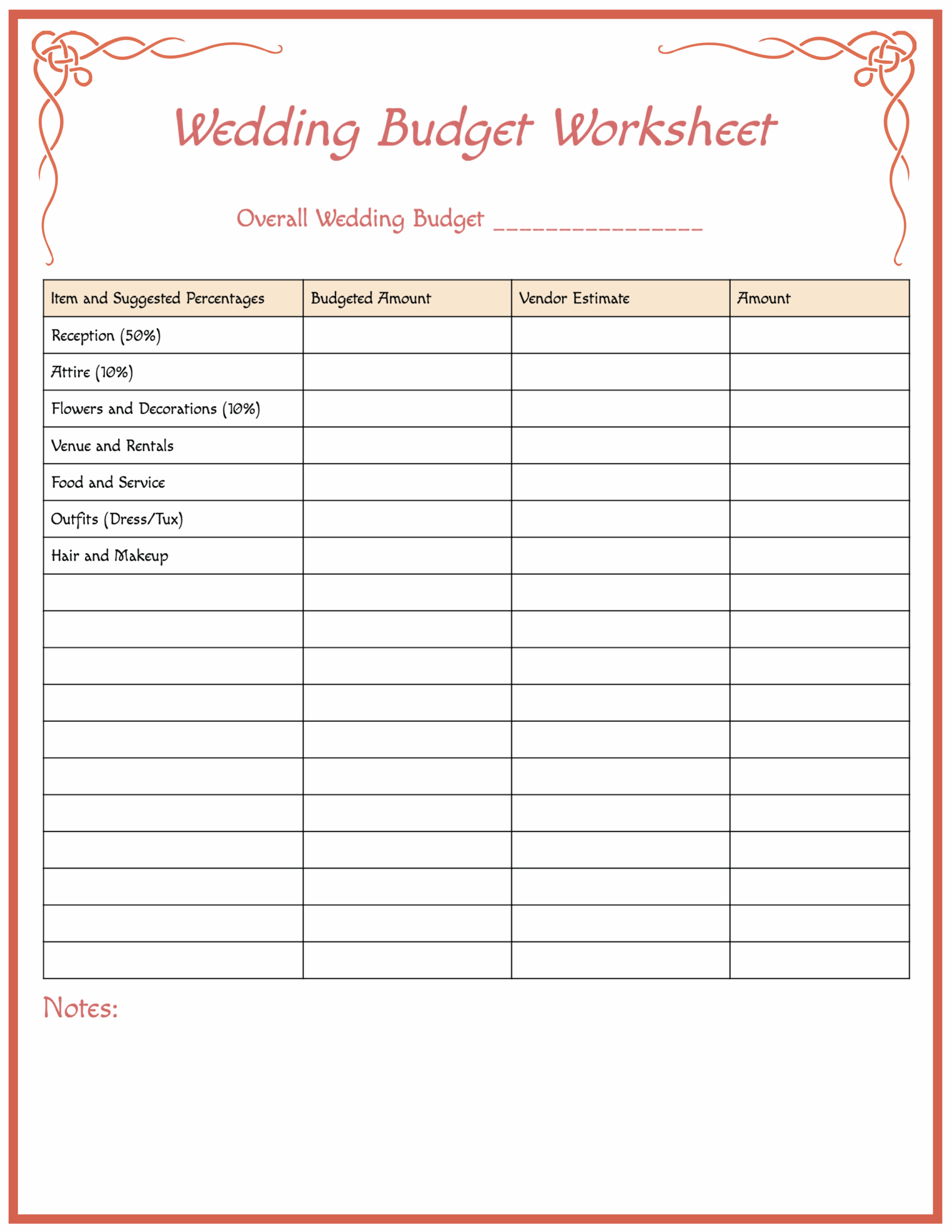 Wedding Planning Budget Template