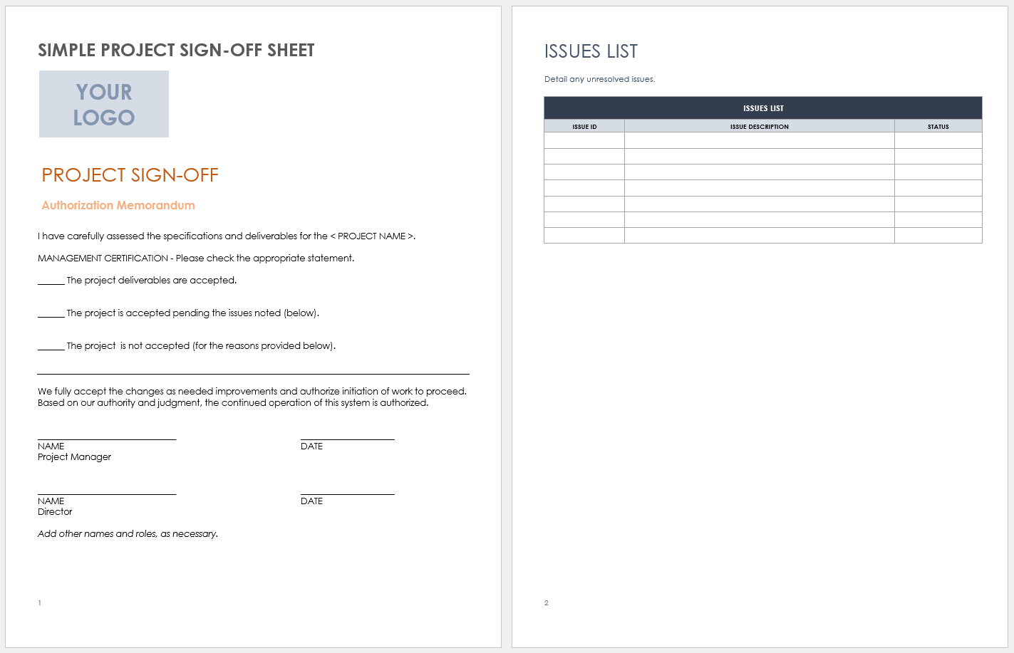 Budget Sign Off Template