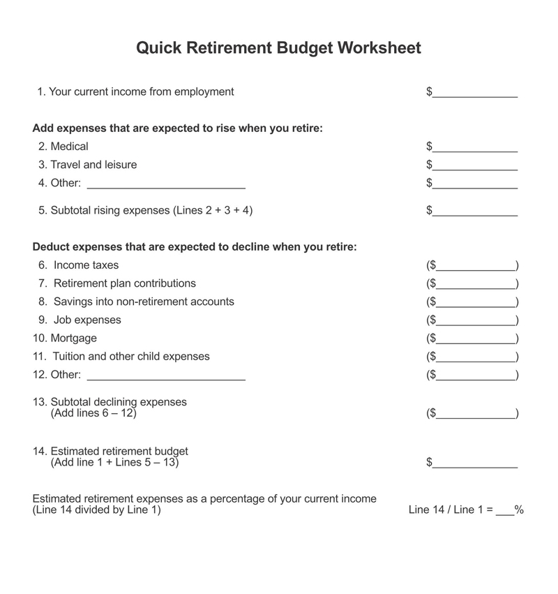 Free Retirement Budget Worksheets Guide Examples Free Retirement Budget Worksheets Guide Examples