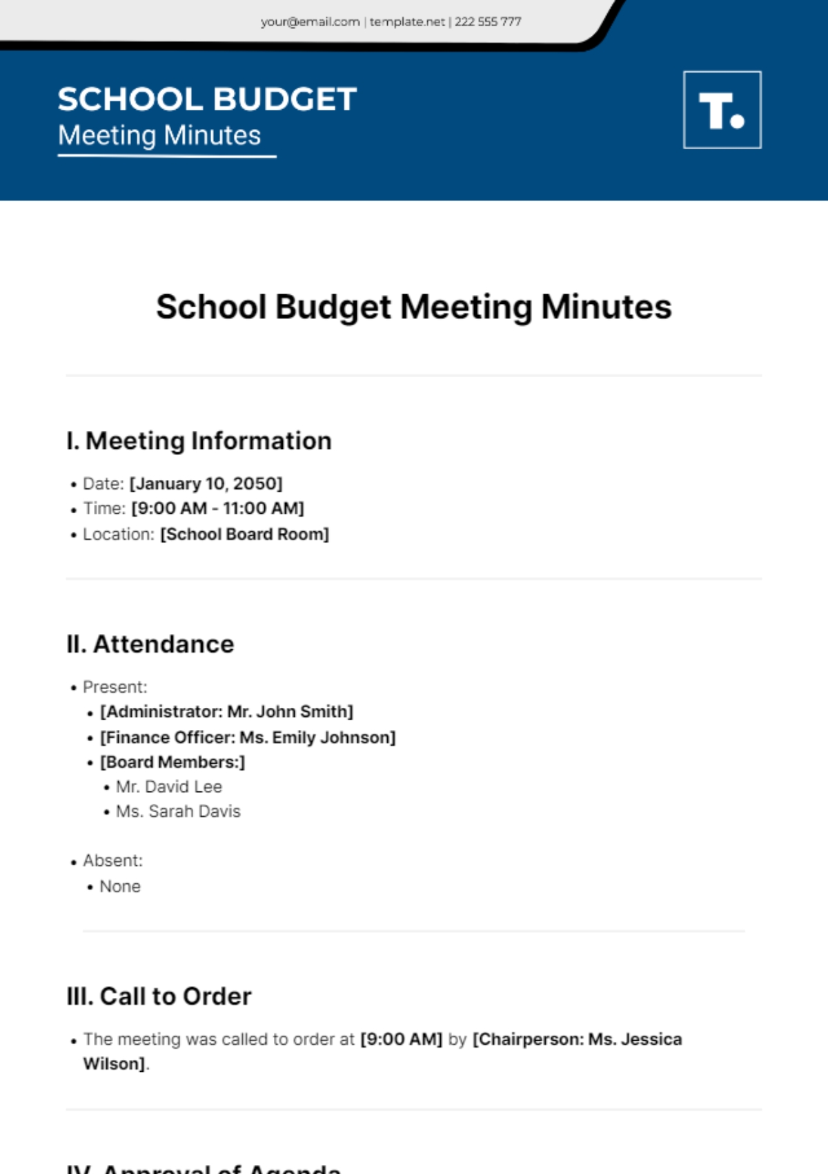Budget Meeting Template