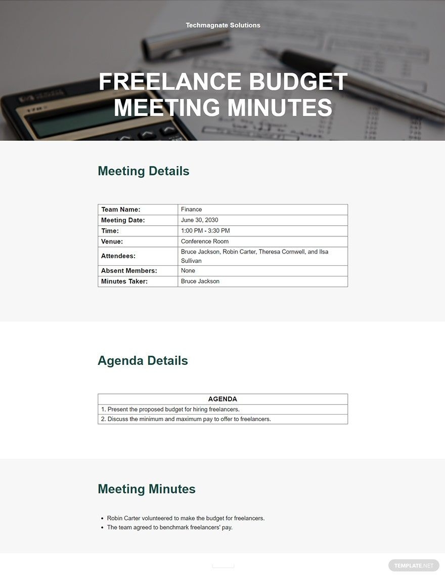 Budget Meeting Minutes Template
