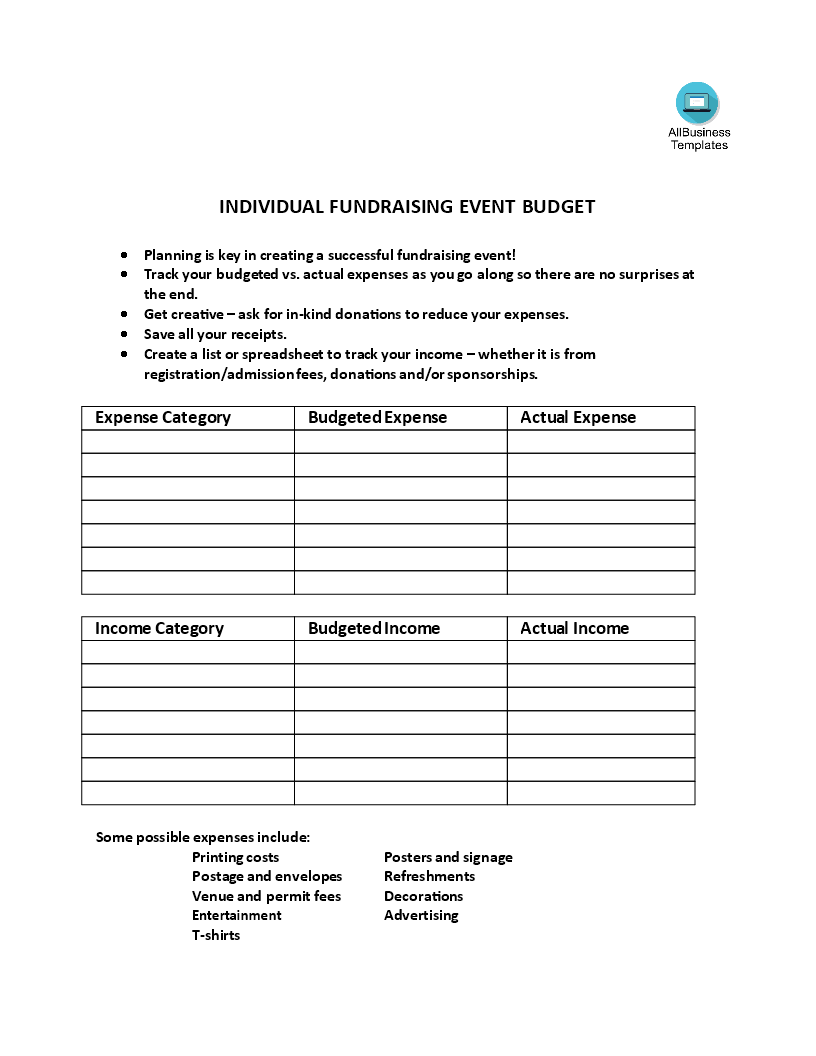 Charity Event Budget Template