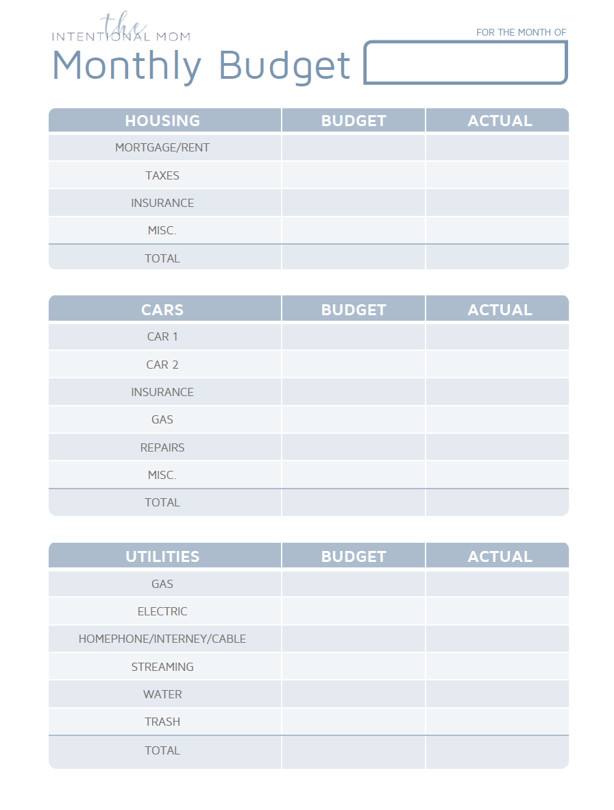 Grab Your FREE Budget Template The Intentional Mom