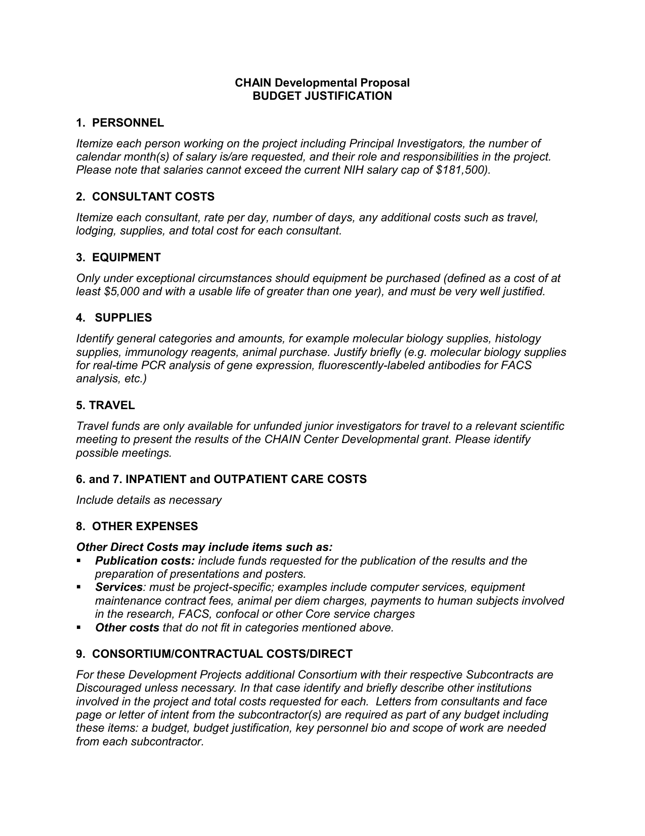 Grant Proposal Budget Justification Template