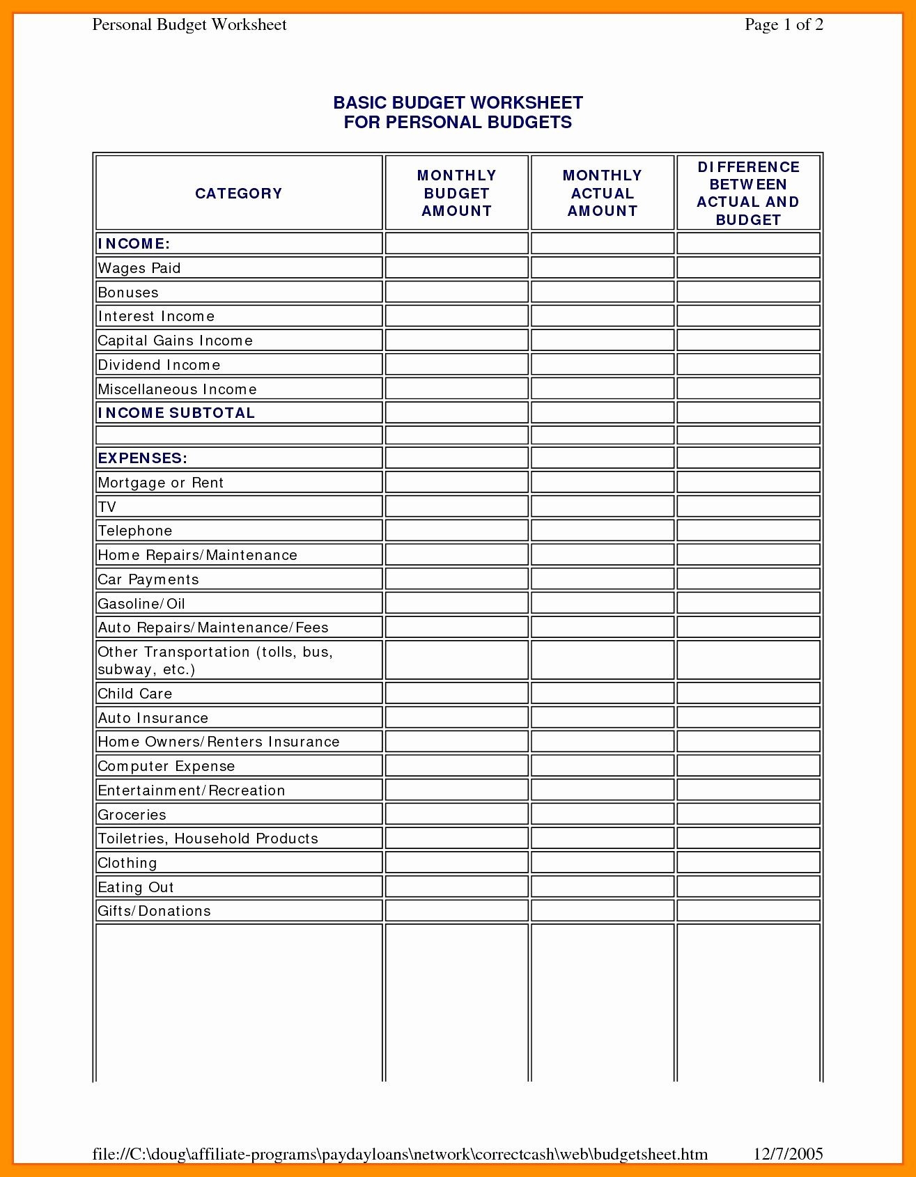 Daycare Budget Template