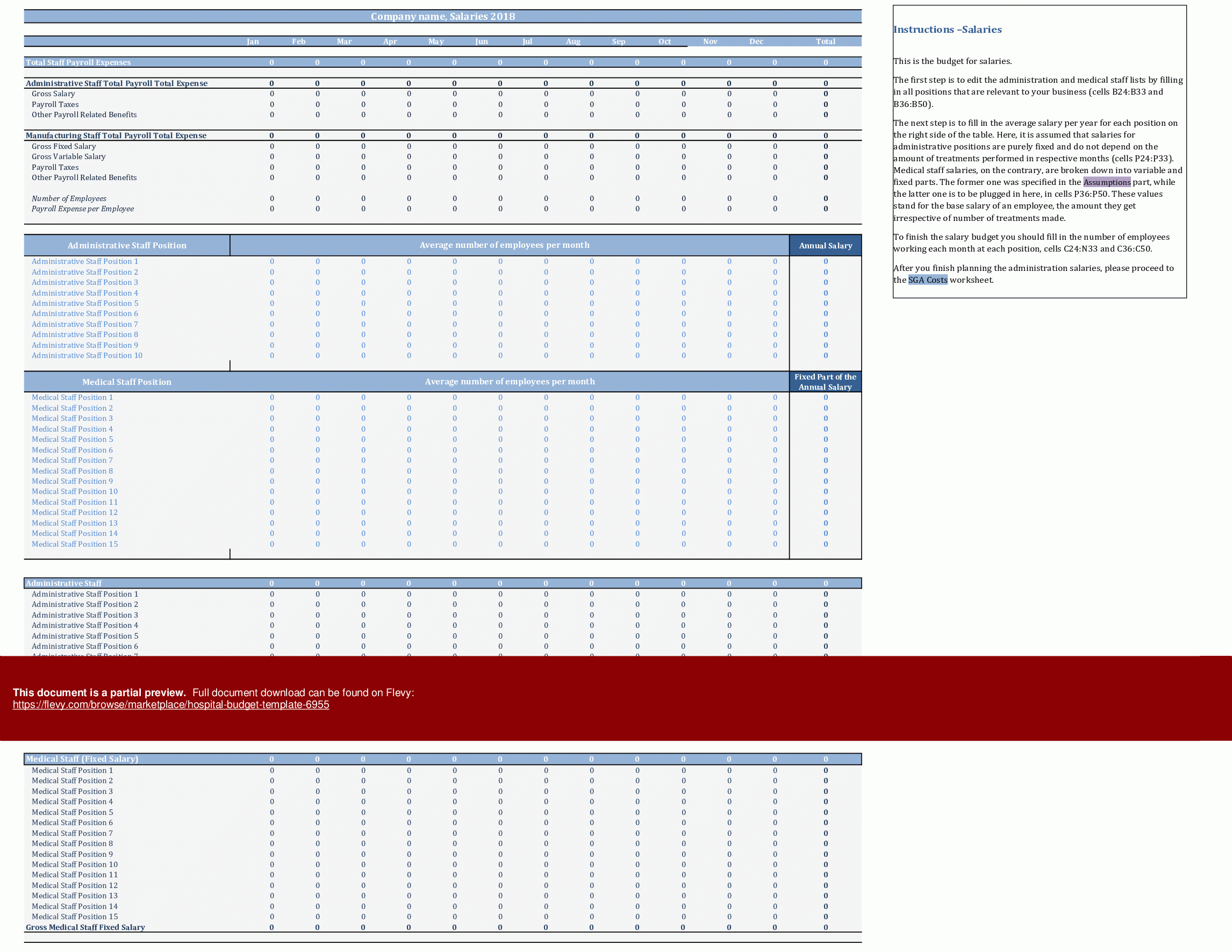 Hospital U0026 Healthcare Clinic Financial Planning Model Excel