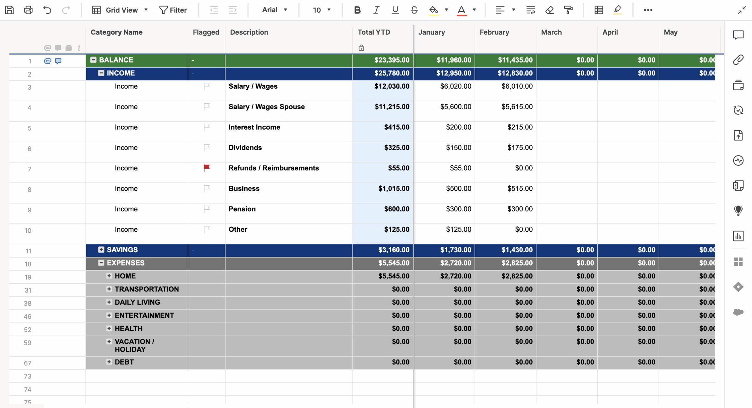 Household Expense Budget Template Smartsheet