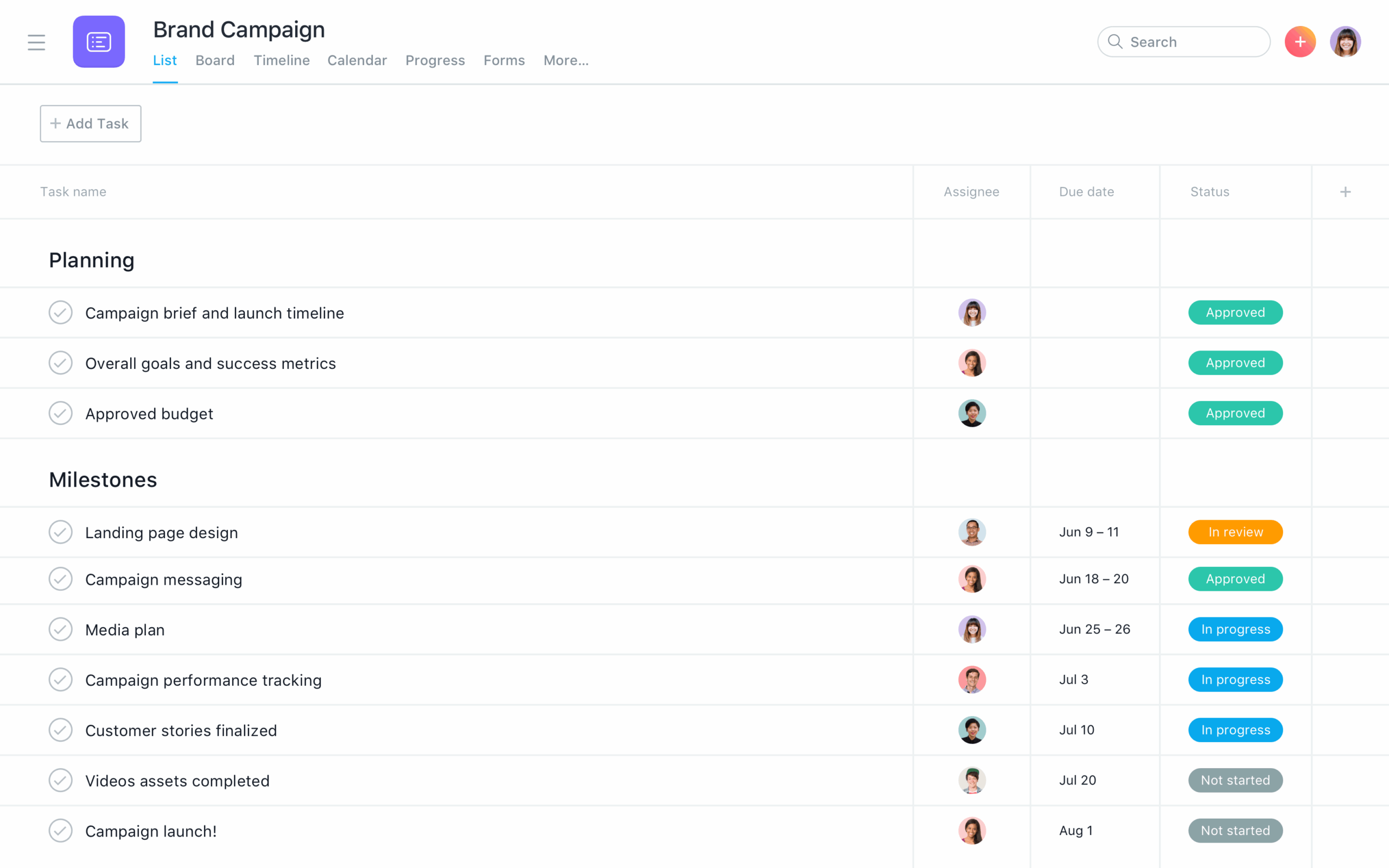 Asana Budget Tracking Template