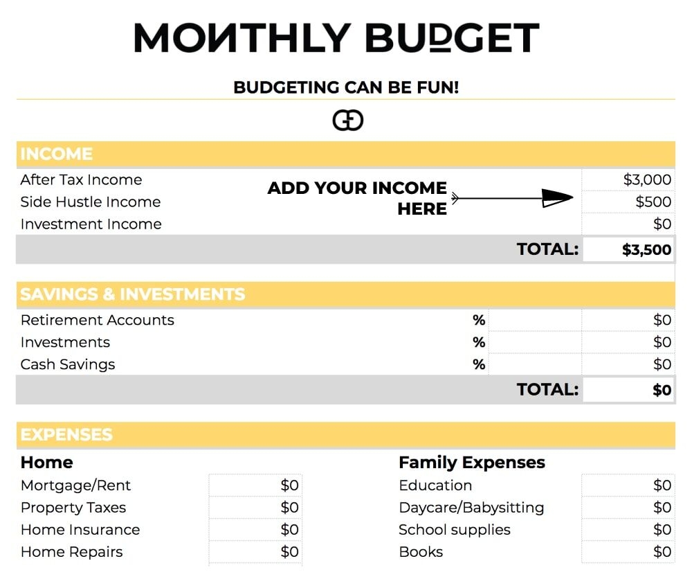 Daycare Monthly Budget Template