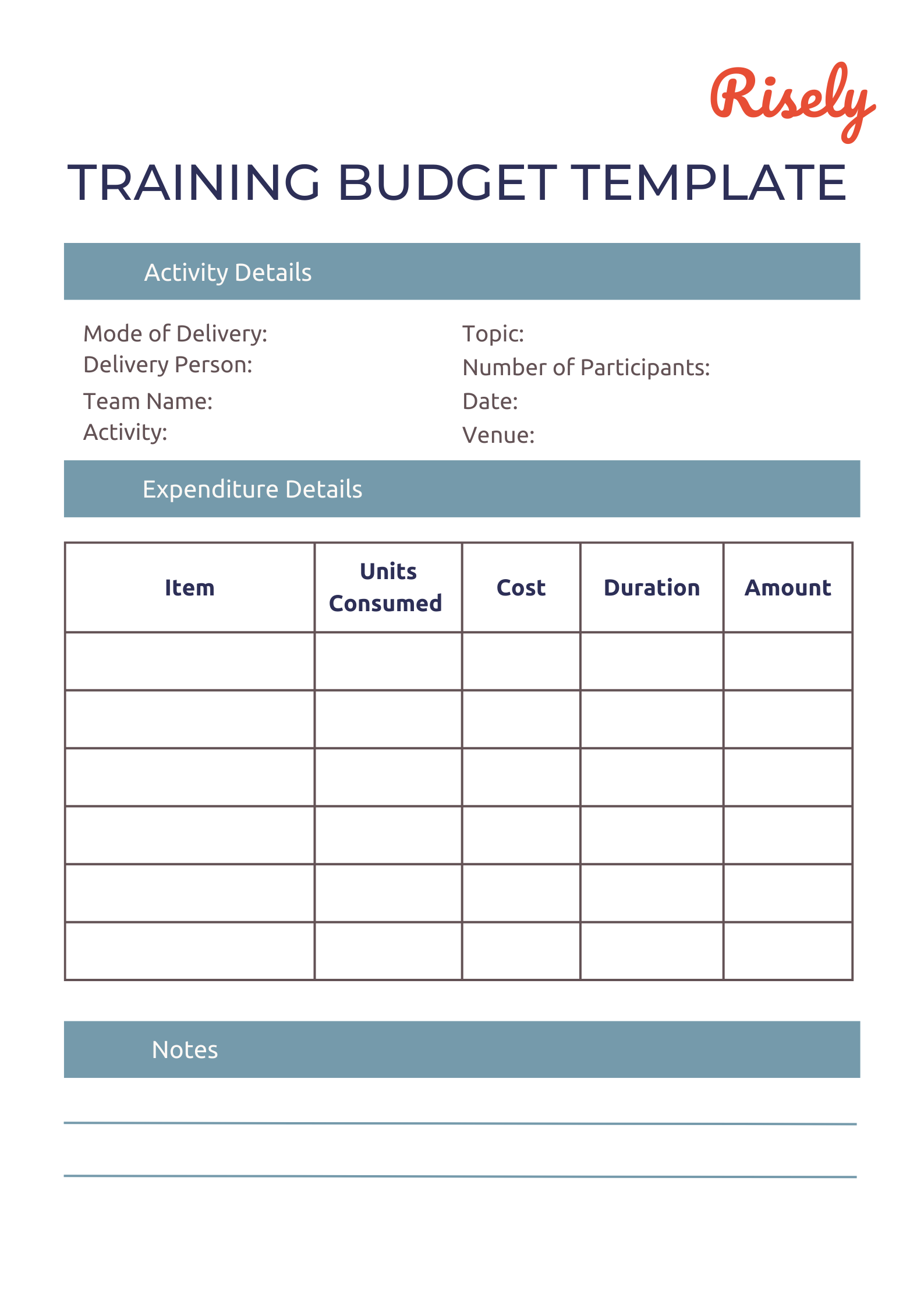Free Training Budget Template