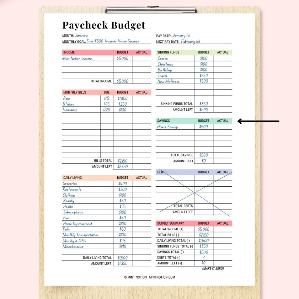 How To Make A Zero Based Budget Mint Notion