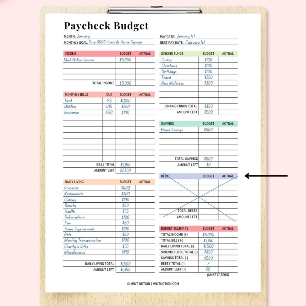 How To Make A Zero Based Budget Mint Notion