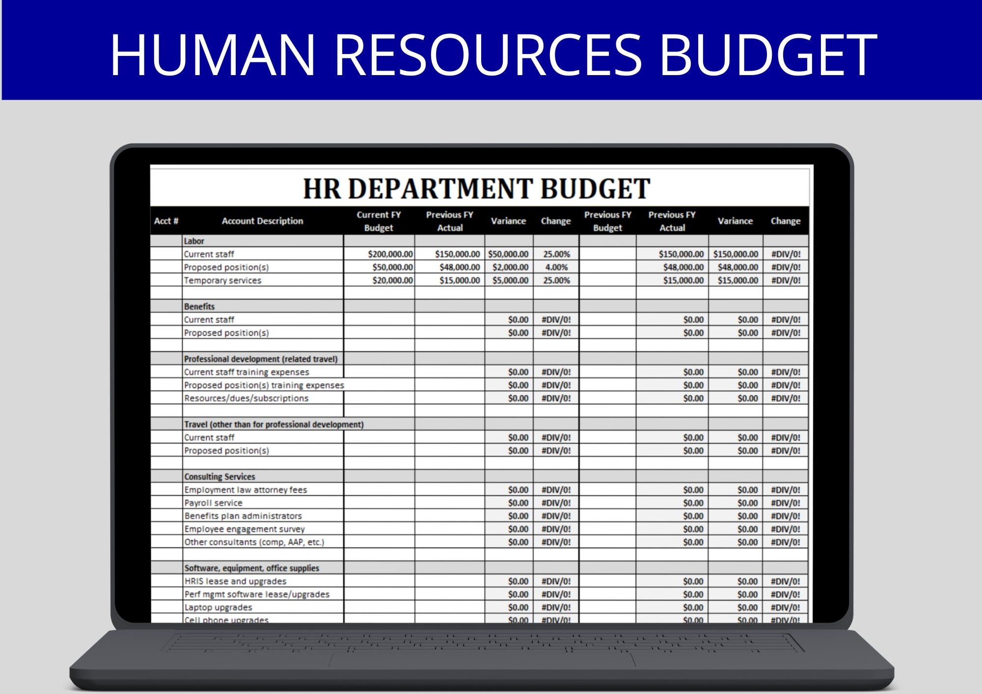 HR Budget Template Editable Excel Spreadsheet For Effective Human 