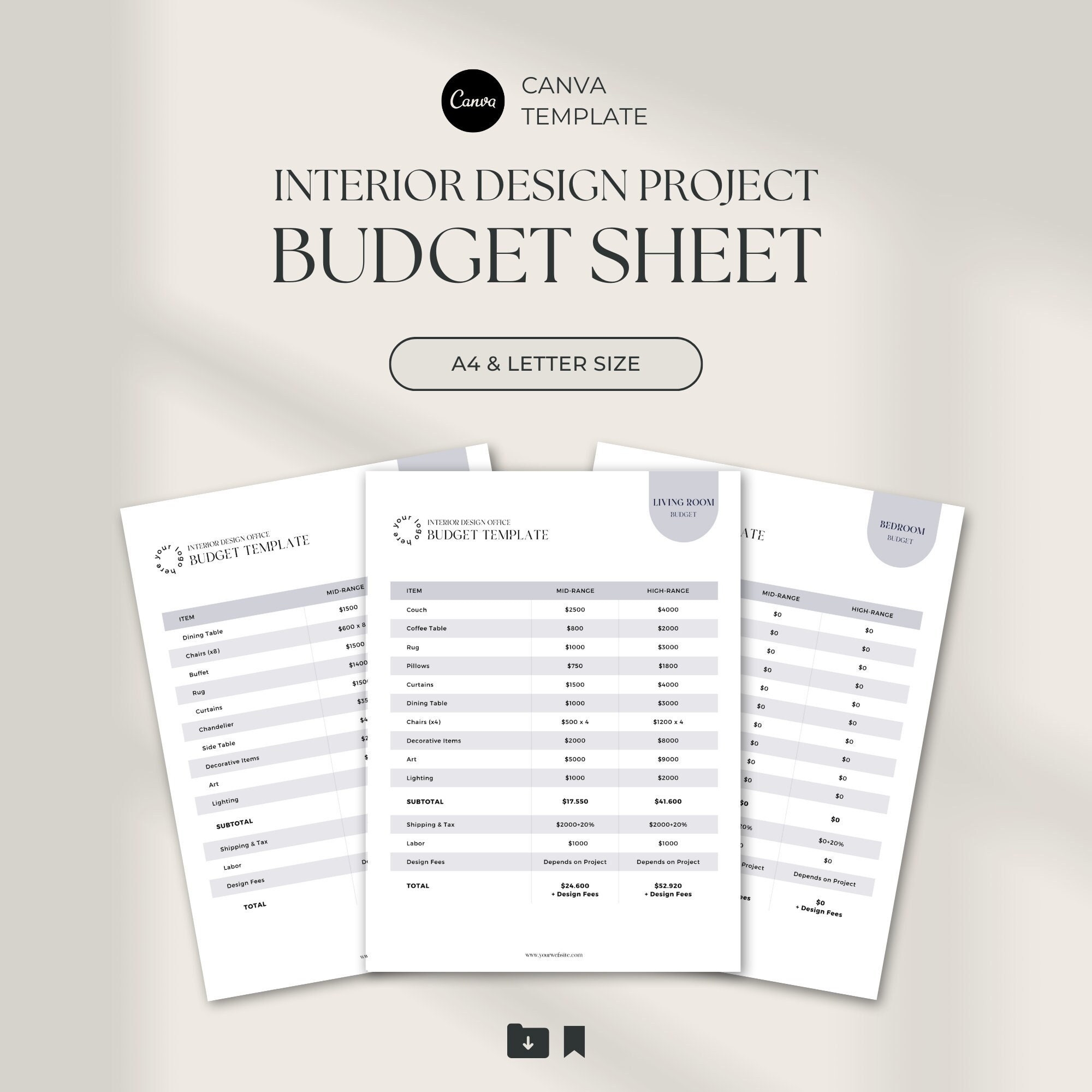 Interior Design Budget Sheet Template Budget Spreadsheet For 