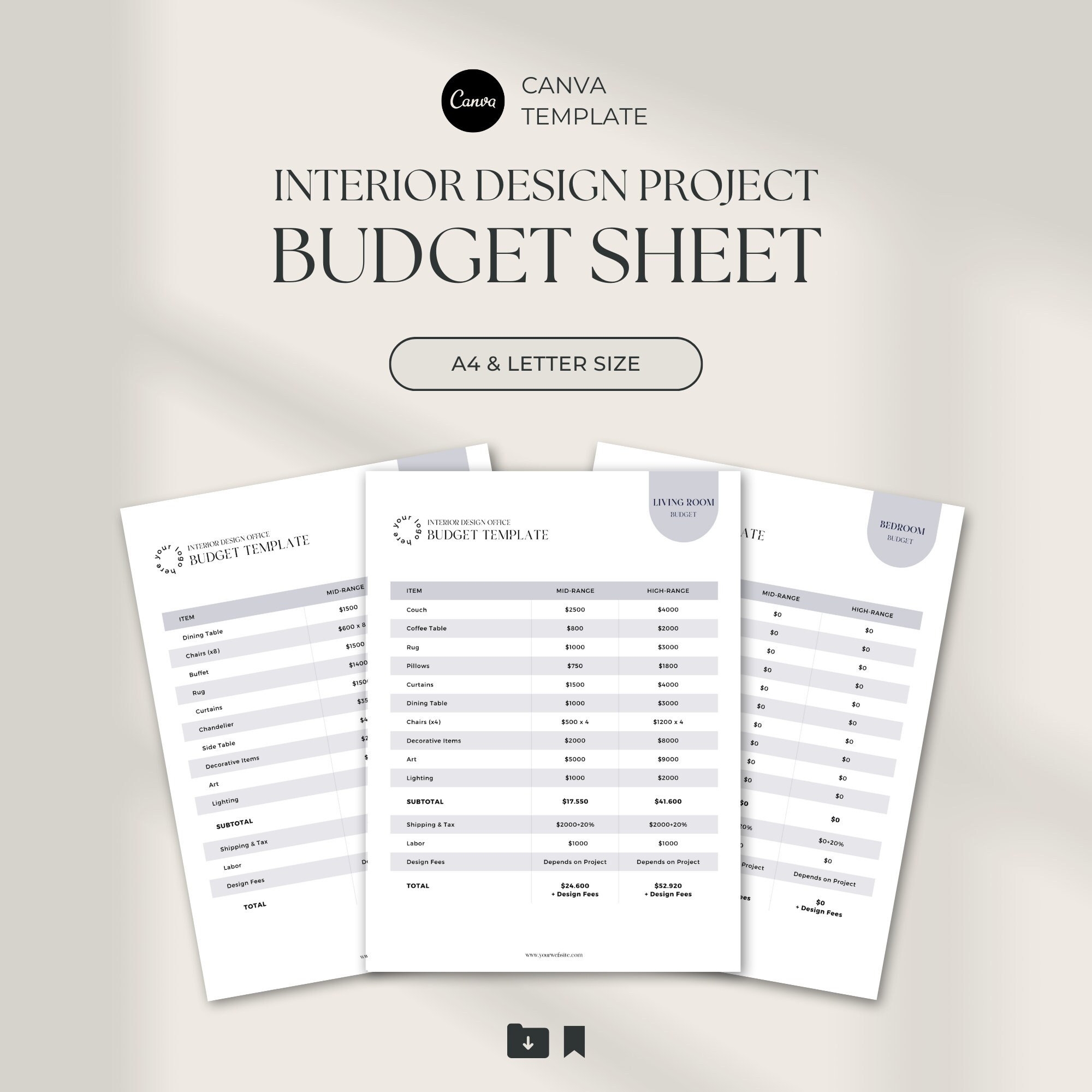 Interior Design Budget Sheet Template Budget Spreadsheet For 