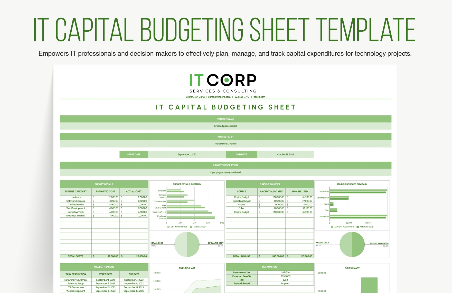 IT Capital Budgeting Sheet Template In Excel Google Sheets 