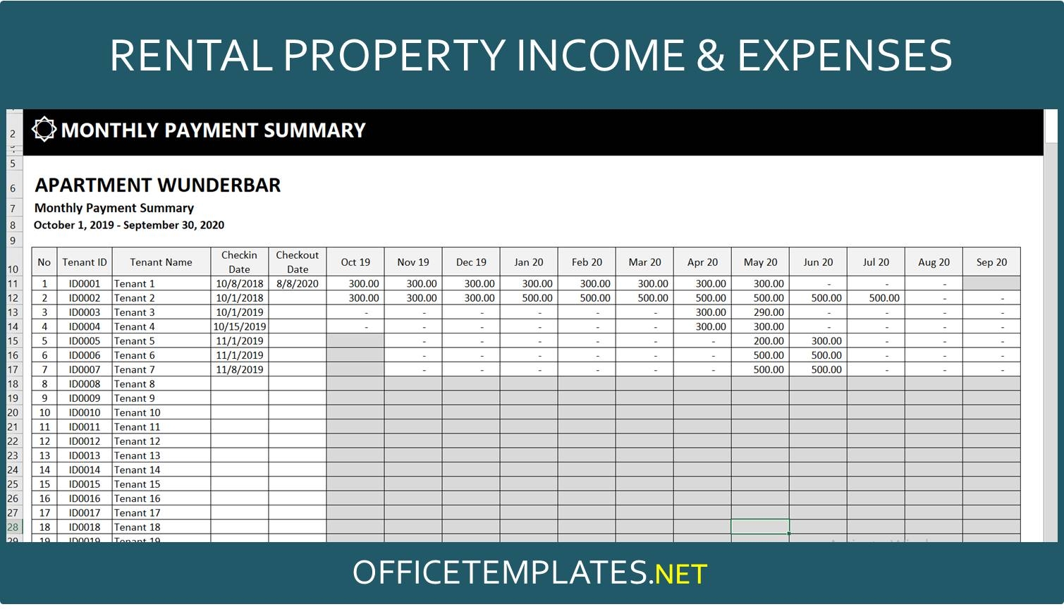 Landlords Rental Income And Expenses Tracking Spreadsheet OFFICETEMPLATES NET