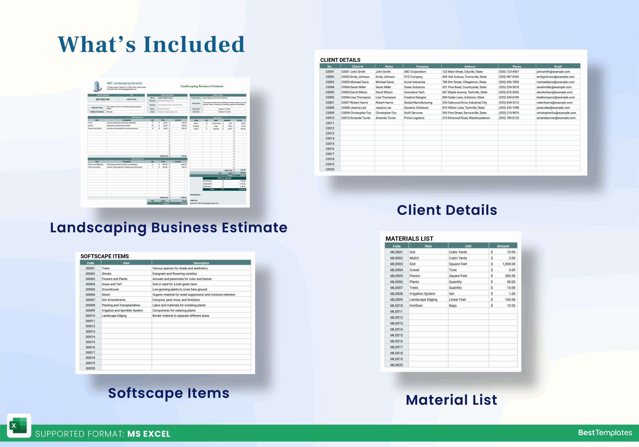 Landscaping Business Estimate Excel Template Best Templates