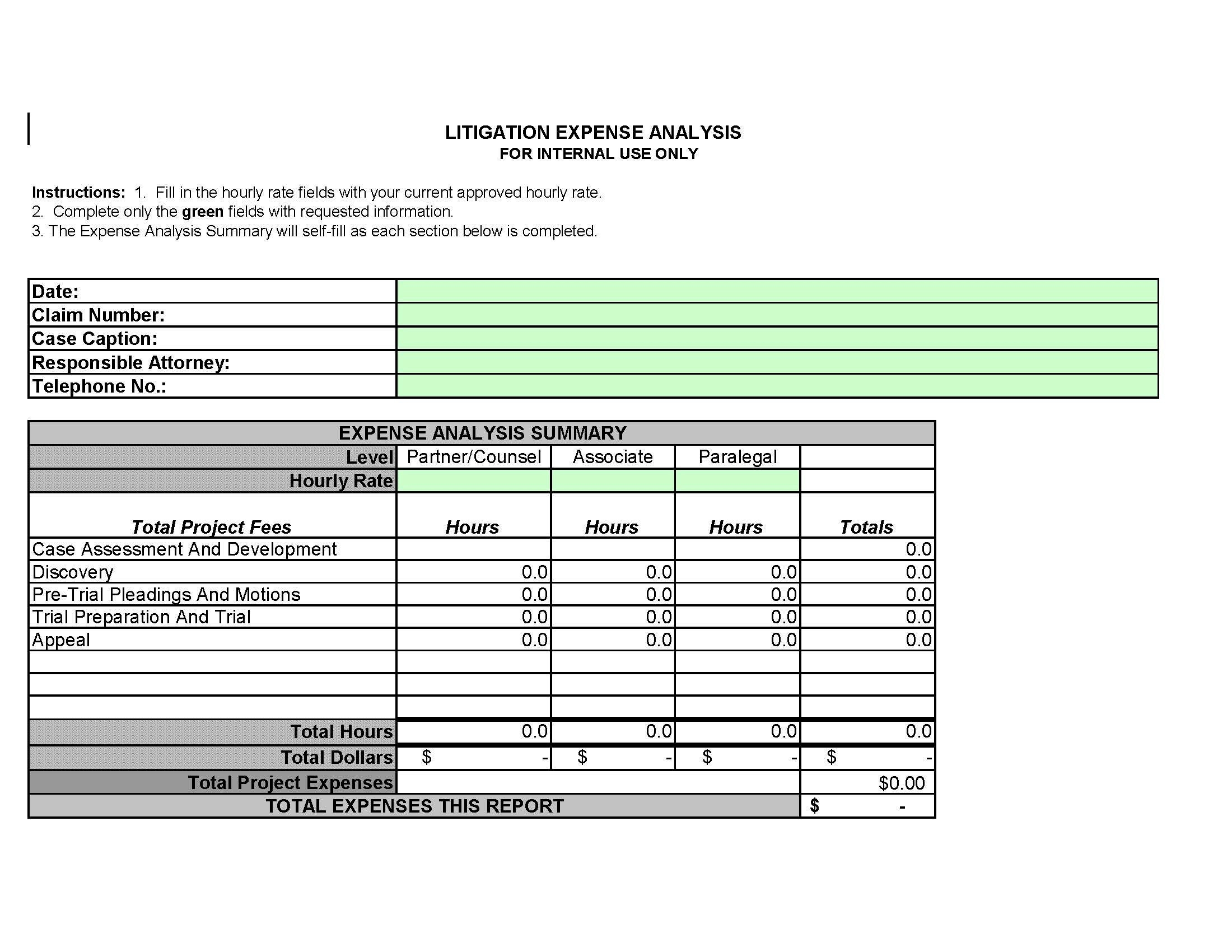 Litigation Budget Template